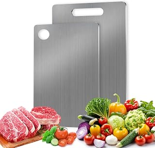 2 Pieces Double Sided Stainless Steel Cutting Board And Titanium Titanium Cutting Board For Meat Bread Vegetables And Fruit