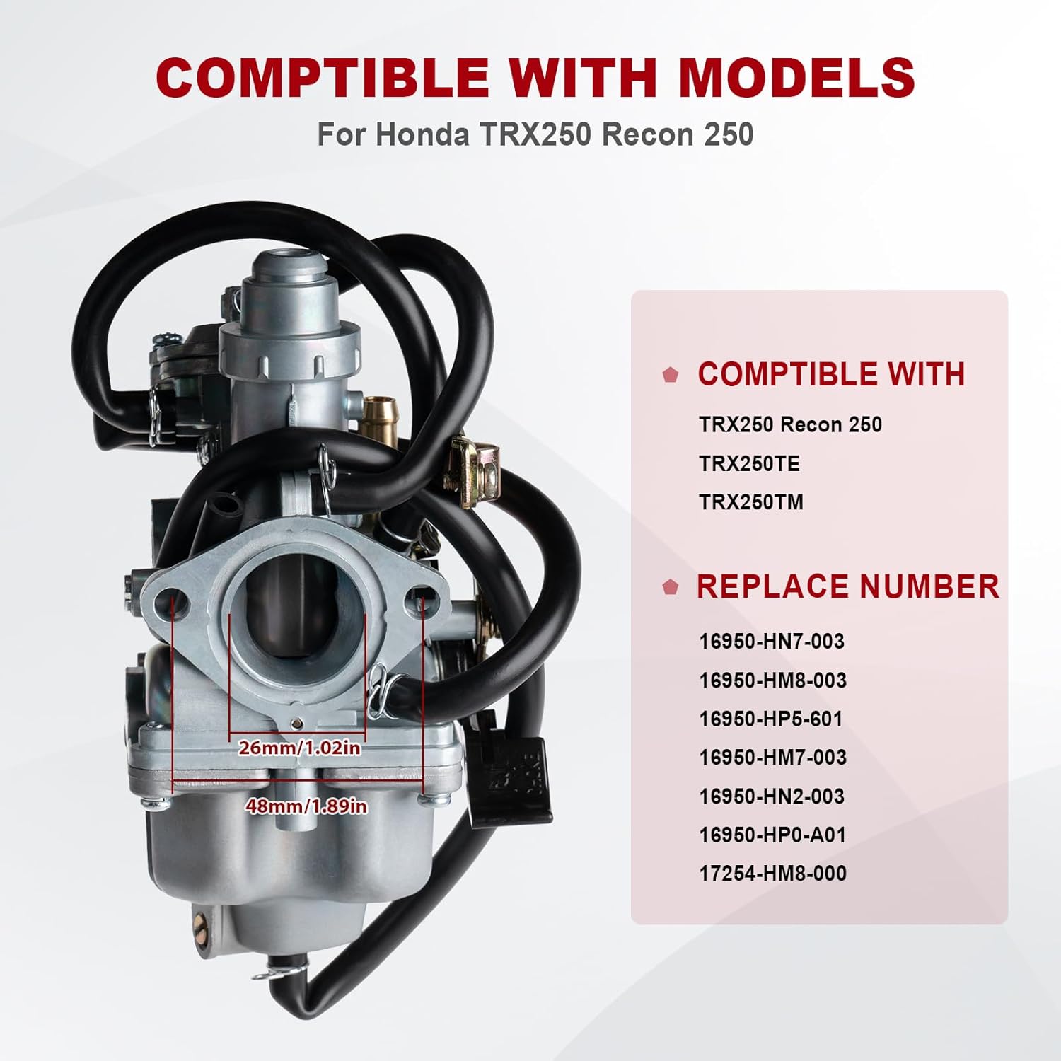 Carburetor For Honda TRX250 Recon 1997-2001 TRX250TE TRX250TM TRX250EX TRX250ES TRX250ER 2002-2007