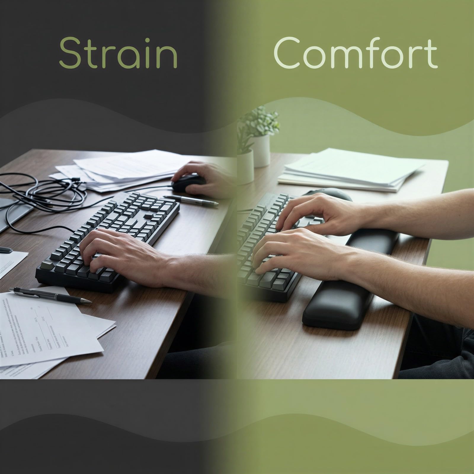 Repose poignet clavier ergonomique, support silicone pour confort, coussin de paume souple antidérapant, accessoire de bureau et gaming noir élégant pour télétravailleur et joueur