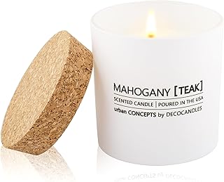 Urban Concepts by DECOCANDLES - Mahogany Teak - Smells Like Teakwood - Highly Scented Soy Candle - Long Lasting Aroma - Hand Poured in USA (9 Oz. Cork)