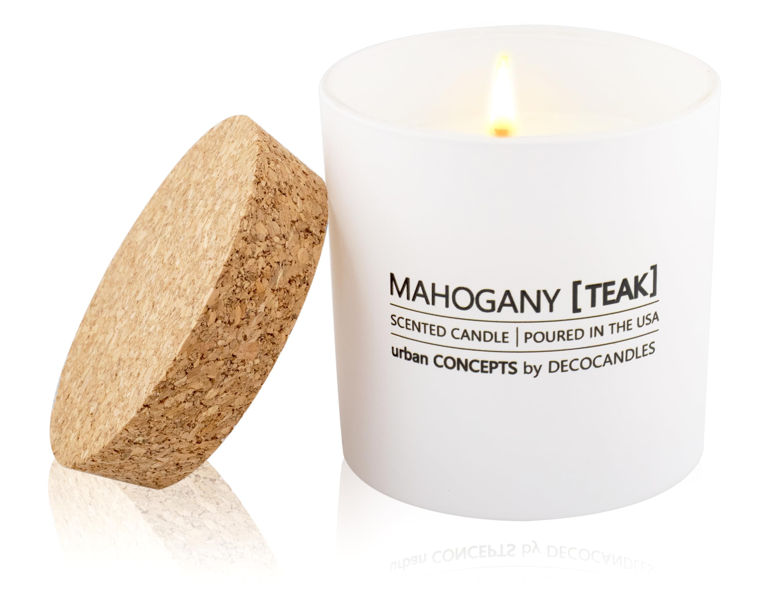 Urban Concepts by DECOCANDLES - Highly Scented Soy Candle - Long Lasting - Hand Poured in USA (9 Oz. Cork, Mahogany Teak)