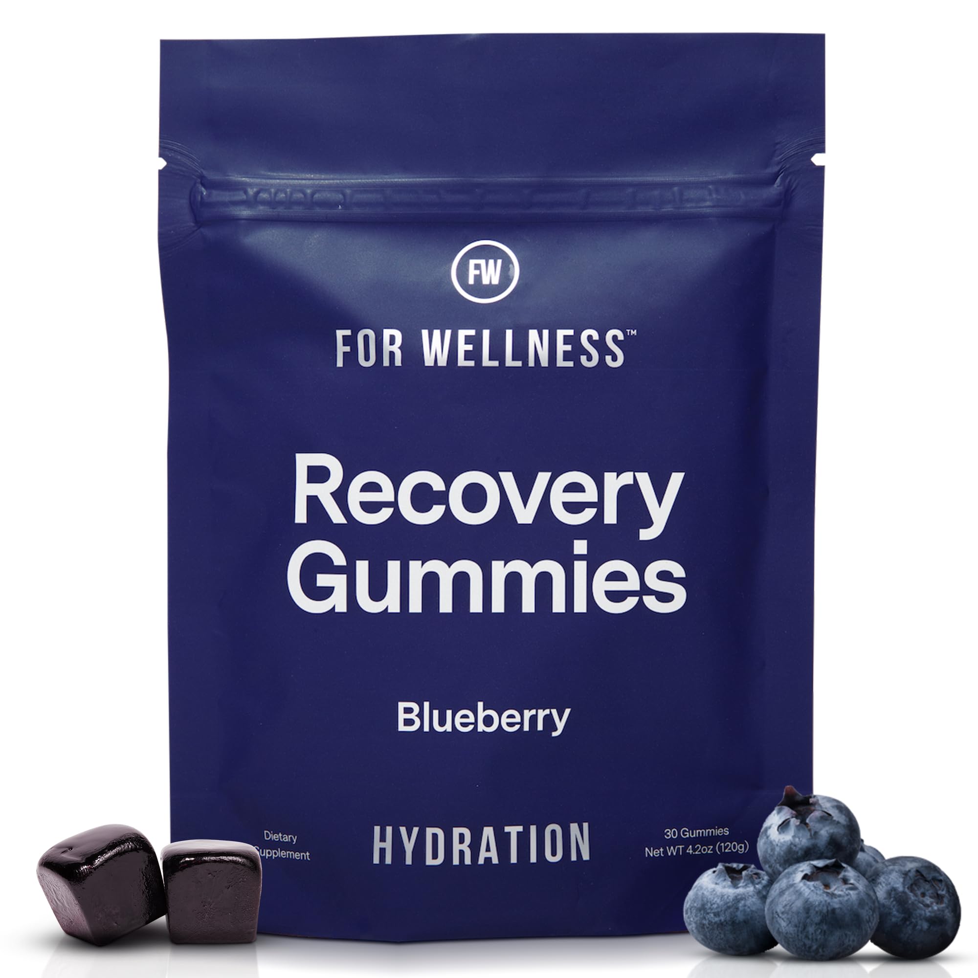 For Wellness Recovery Gummies Hydrate | Blueberry Electrolyte & Antioxidant Supplements for Hydration, Energy & Post-Workout Performance | Vegan, Non-GMO, 30 Count