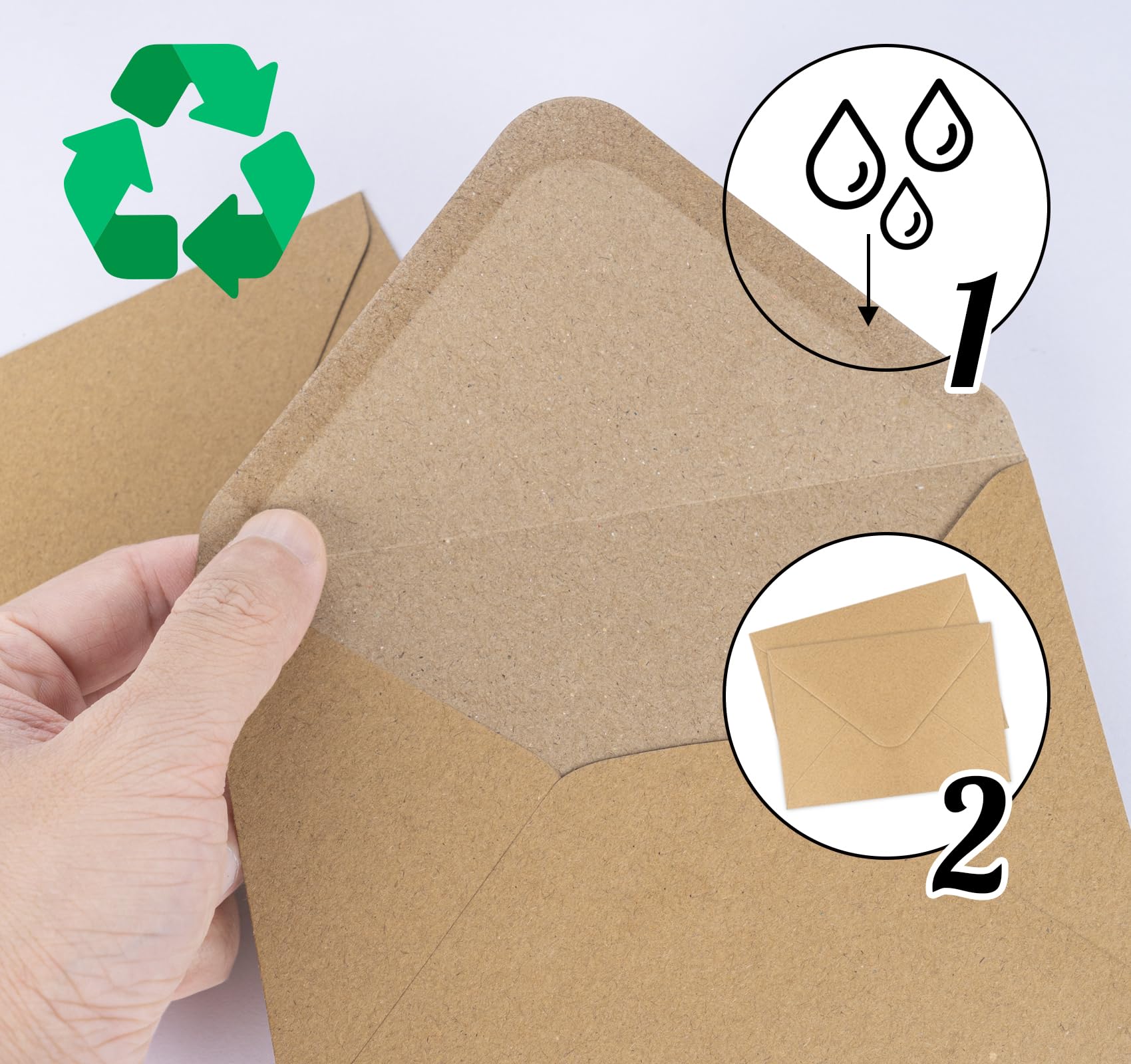 50 Cartes Pliantes A6 250g/m² + 50 Enveloppes Kraft C6 - Fermeture à Eau | Pour Invitations, Mariage, DIY