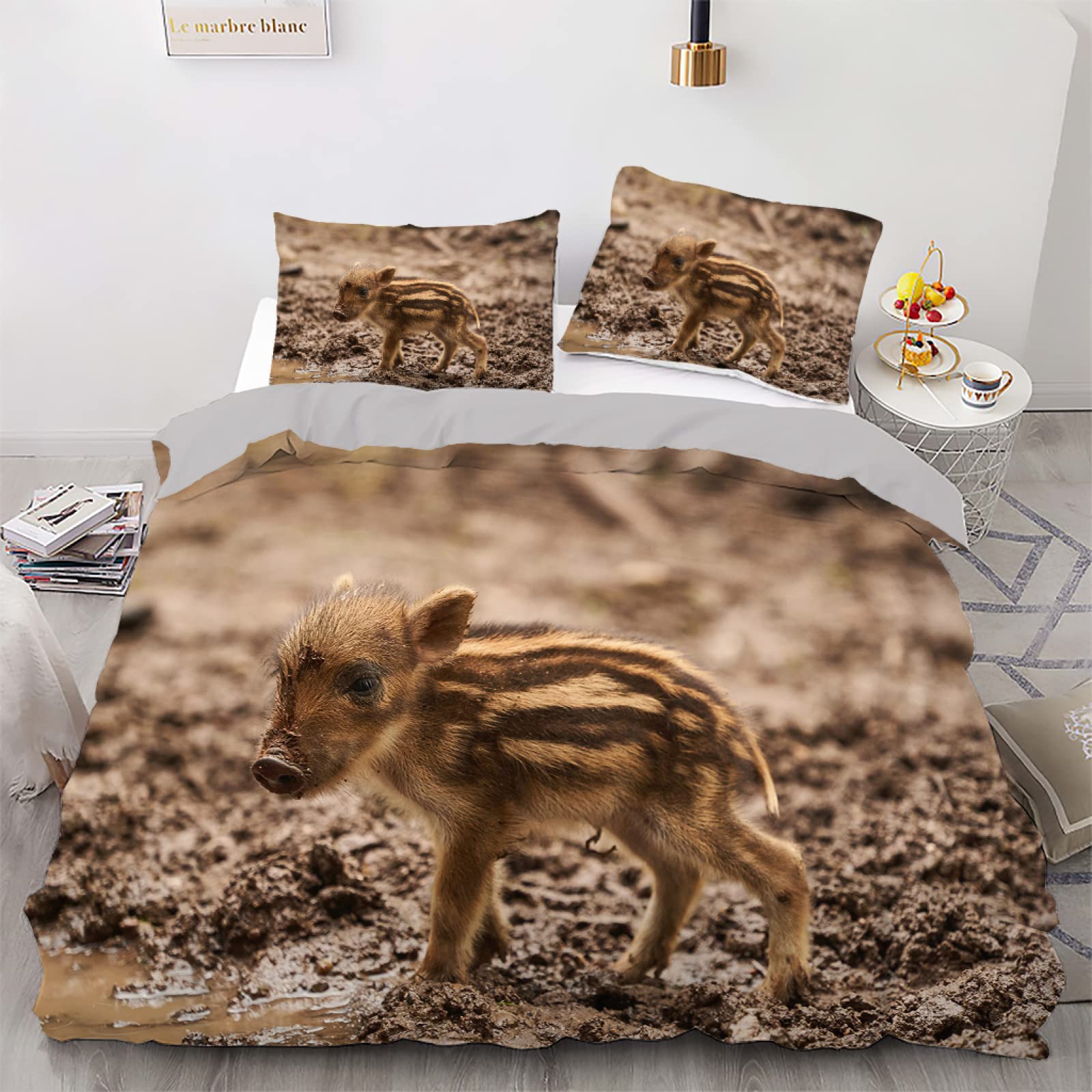 Housse de couette 160x200 microfibre 110g fine et respirante avec fermeture éclair pratique