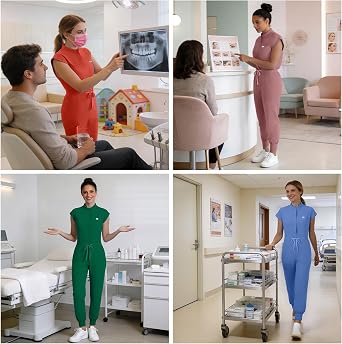 Scrubs for Women Medical Scrub Jumpsuit, Medical Uniform with Stand Collar & Sleeveless Design