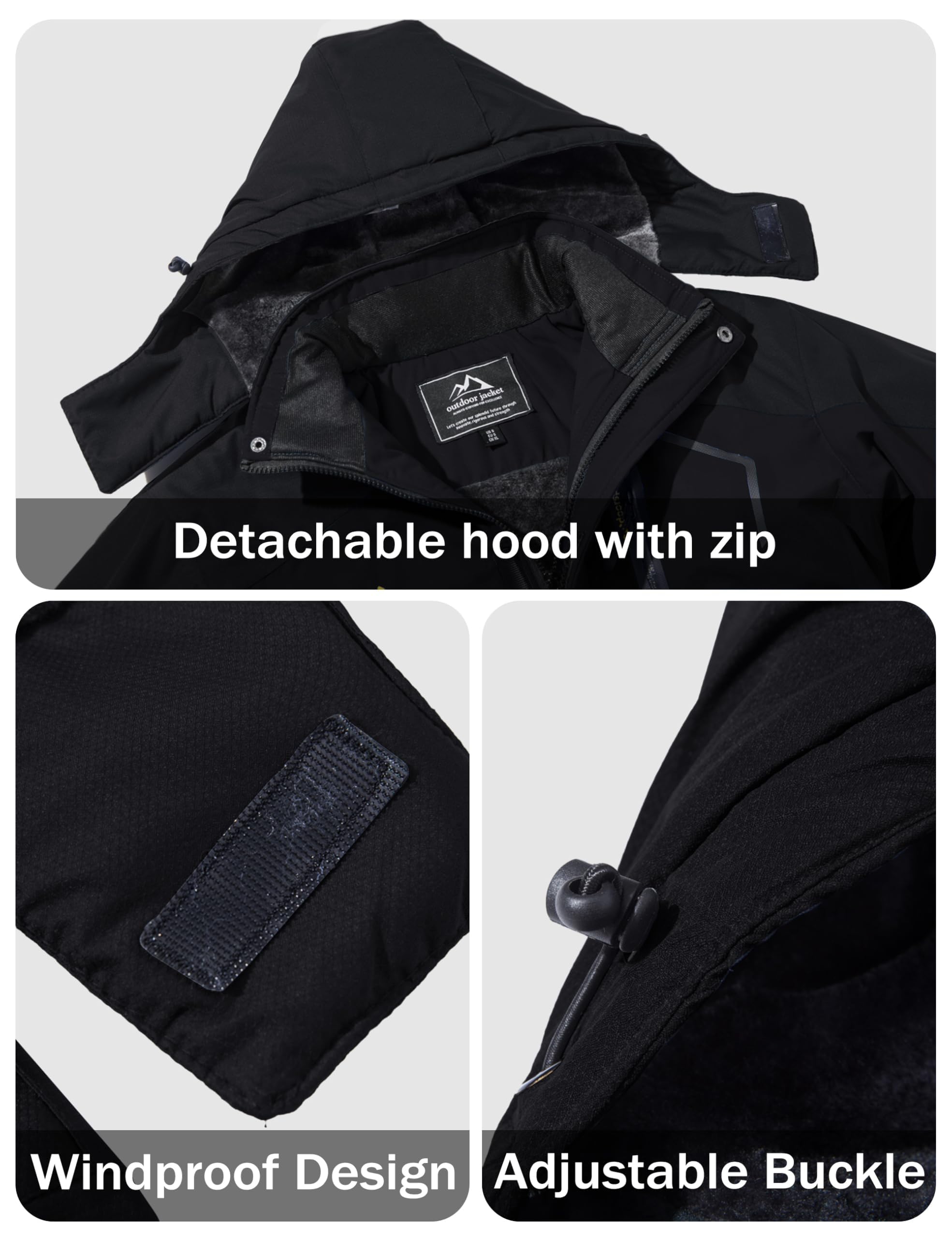 MAGCOMSEN Cappotto invernale da uomo con cappuccio impermeabile Giacche sci montagna antivento lavoro