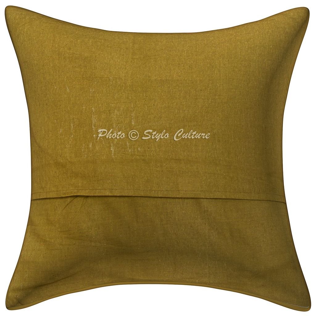 Stylo Culture Indio Fundas Para Almohadones Decorativos 40x40 Cm Algodón Ikat Fundas Cojines Silla Beige 16x16 Inch Kantha Impreso Cuadrado Sobre Fundas Cojines Sofa - 2 Pcs