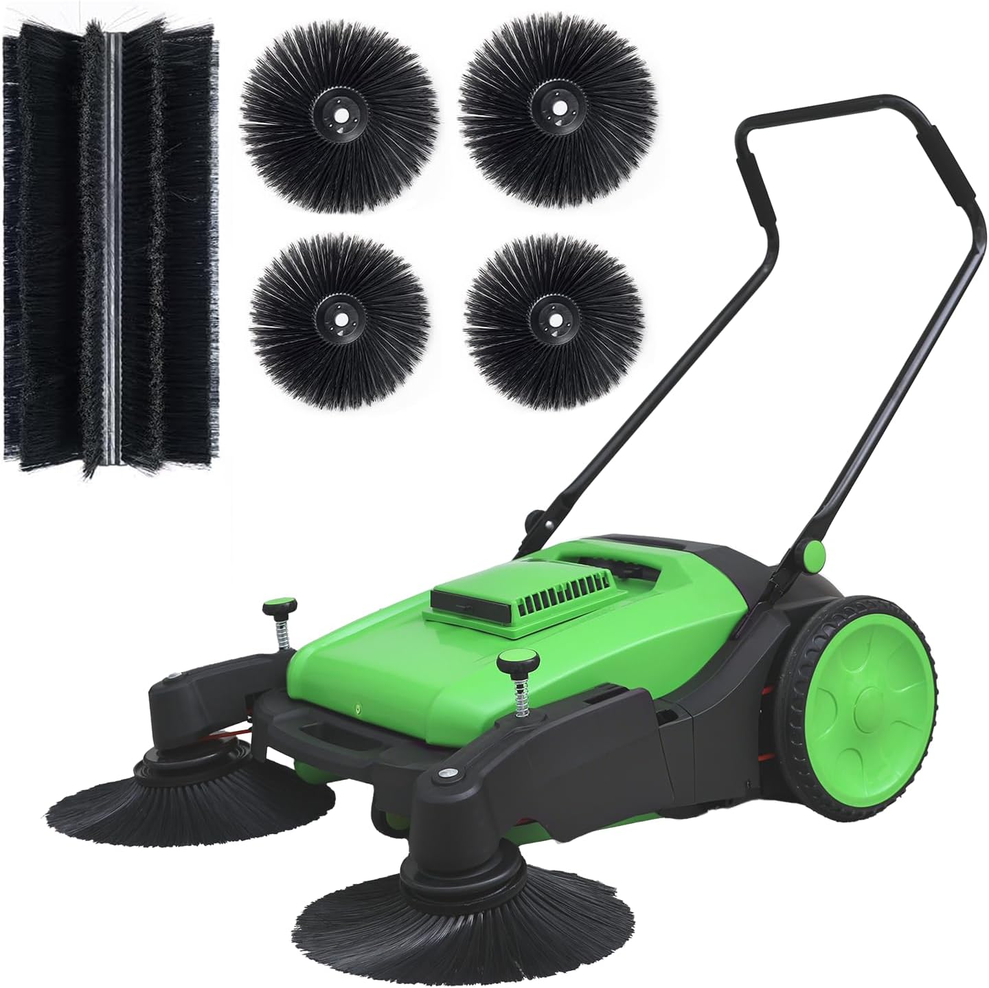 41" Walk-Behind Hand Push Floor Sweeper, 15 Gal Large Capacity, Folding Handle, 46000 SqFt/Hour Indoor & Outdoor Use, Ideal for Large Area Cleaning in Stores Farms Warehouses Stable