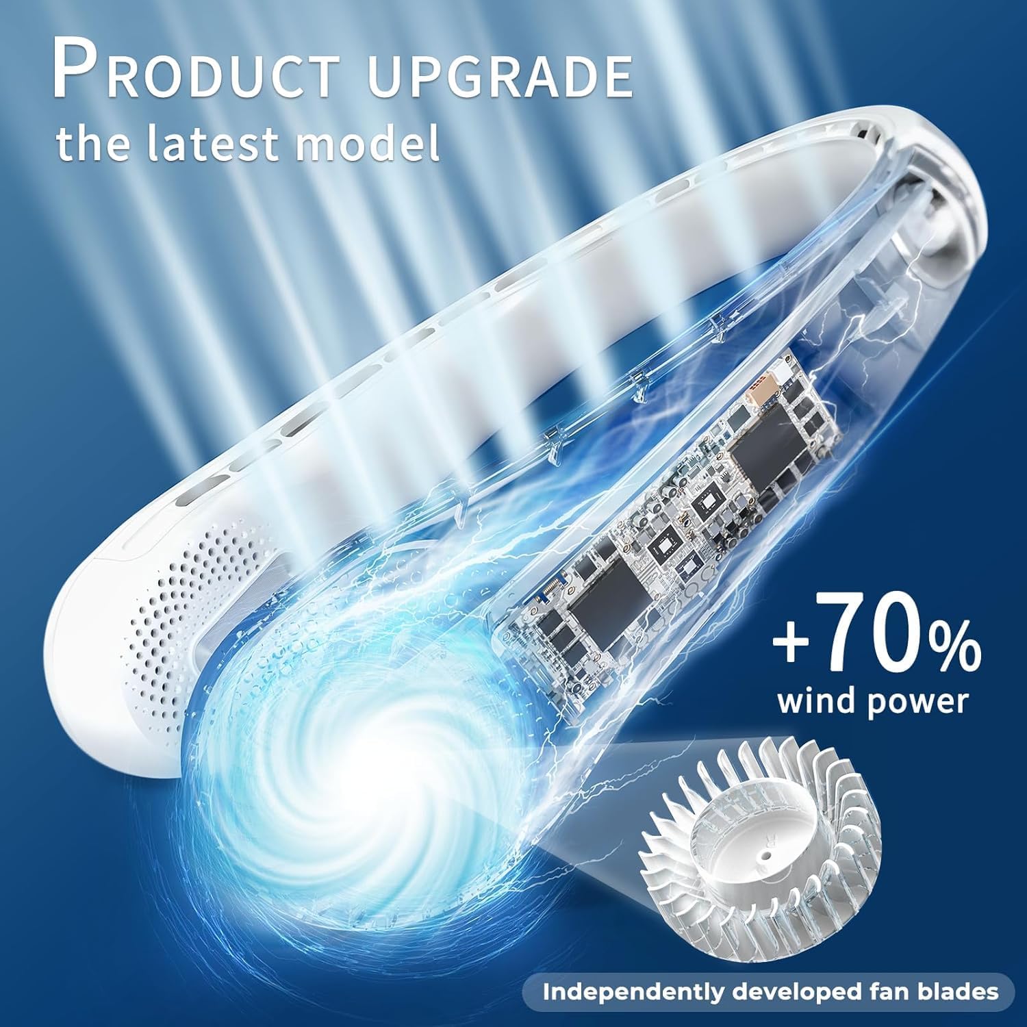 FrSara Neck Fan, Portable Personal Fan Strong Wind, 5200mAh, Air Volume,360° Cooling, No Hair Twisting, Air Volume On 2 Sides, Non-Slip, Quick Charge, Long Use Time, Birthday Gift for Women, Dad, Men - Image 5