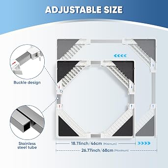 Universal Connection Frame Set for Washing Machine and Dryer 46-66 cm Adjustable Connection Frame Kit Stacking Kit with Ratchet Rope Intermediate Installation Kit for Space-saving Laundry Rooms