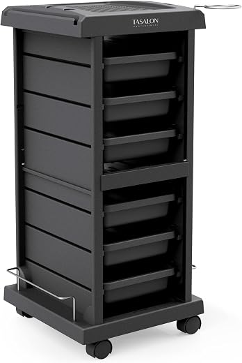 TASALON Salon Trolley - Space Saving Rolling Cart for Extra Storage - 6-Tray Multipurpose Salon Cart - Tattoo Tray