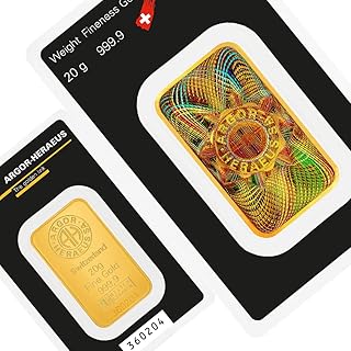 Kinebar AH Goldbarren 20g 20 g 20 Gramm Barren aus Gold 999.9 Anlage Hologramm in Karte Blister mit Seriennummer