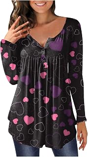 Strungten Women's Valentines Soft Comfy Outdoor Sweatshirt Crewneck Long Sleeve Shirt Loose Oversize Jumper Y2k Holiday Clothing Pattern Printed Holiday Jumper for Women Valentines Gift