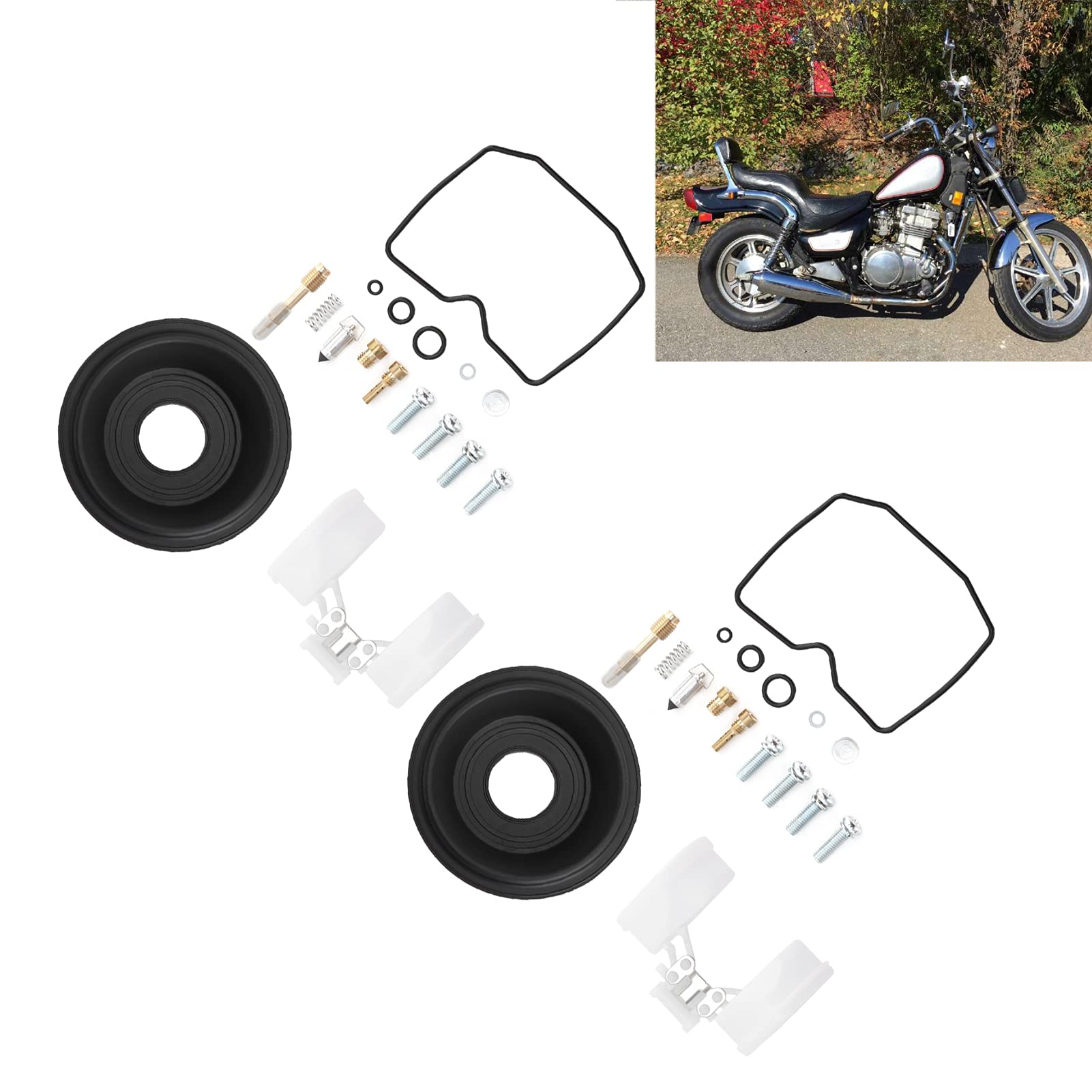 Tbest Kit de reparación de carburador de repuesto, 34 piezas/juego de kits de reparación de carburador de motocicleta para Vulcan 500 EN500 1991-1995