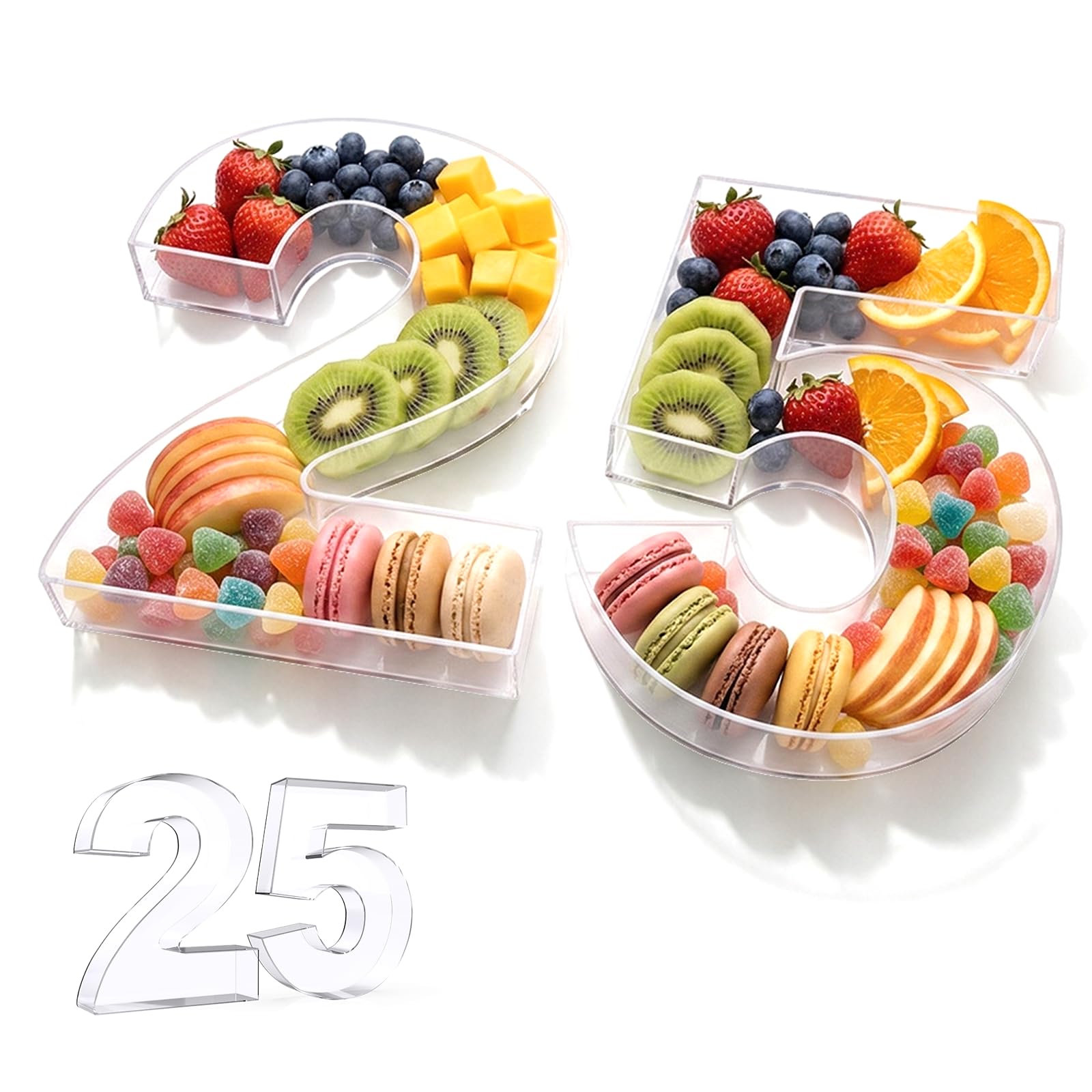 Pooqla 10" Acrylic Number 25 Charcuterie Tray for 25th Birthday Decorations