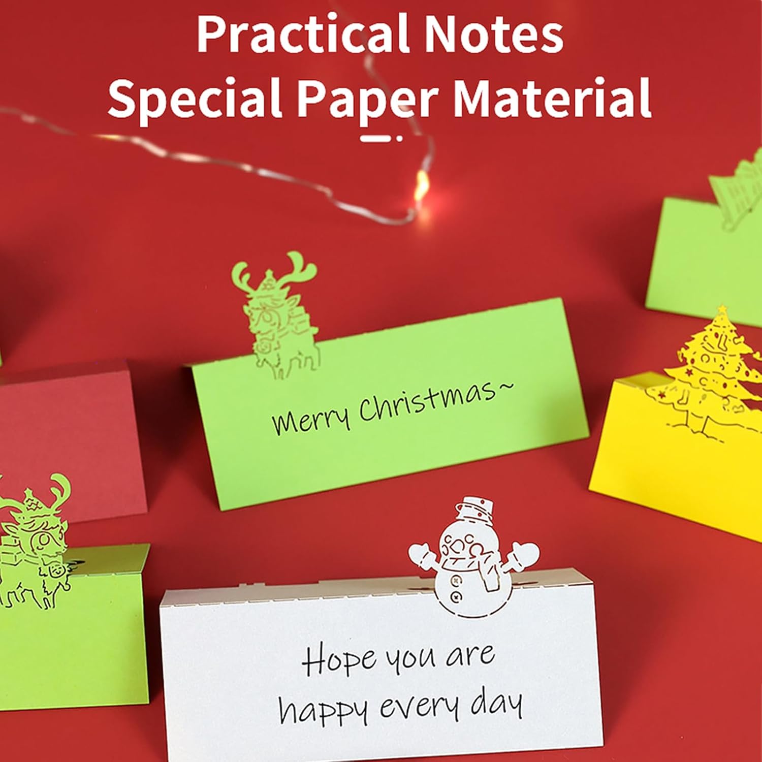 3D Memo Pads with Light,Christmas Tree Paper Sculpture Craft Notes Paper with Silhouette,3D Art Notepad with Pen Holder Non-Sticky Note Pad Cubes Note Cards Stickers Post Notes for Office/Home