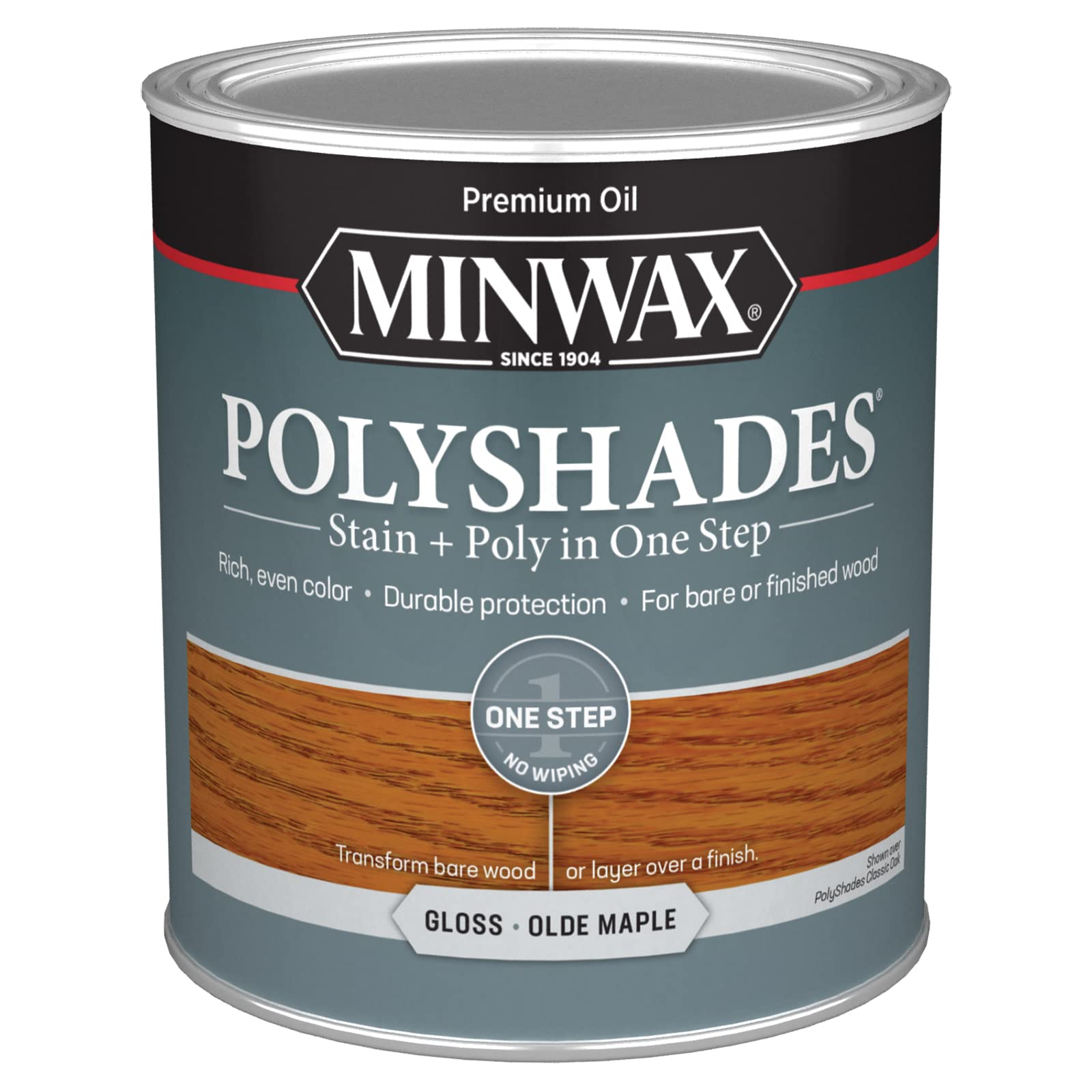 Minwax PolyShades Wood Stain + Polyurethane Finish – Quart, Olde Maple, Gloss
