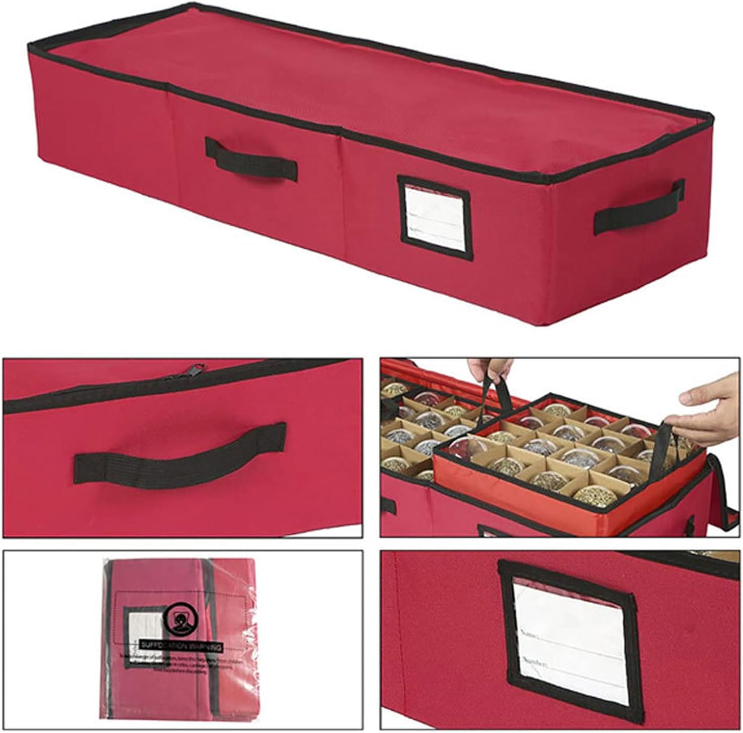 Multiple Compartment Foldable Decoration Storage Box Pockets Oxfords Cloth For Christmas Accessories Foldable Christmas Ornament Storage Box