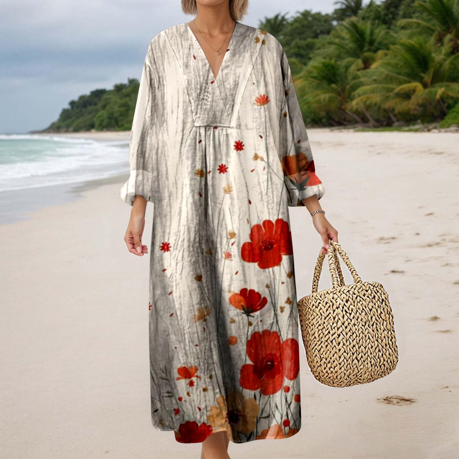 2026 décontractée à imprimé Floral pour Femme Manches Longues Style bohème Longueur Coupe et Ample idéale Quotidien Printemps été Automne Confortable élégante Parfaite Tenue décontractée