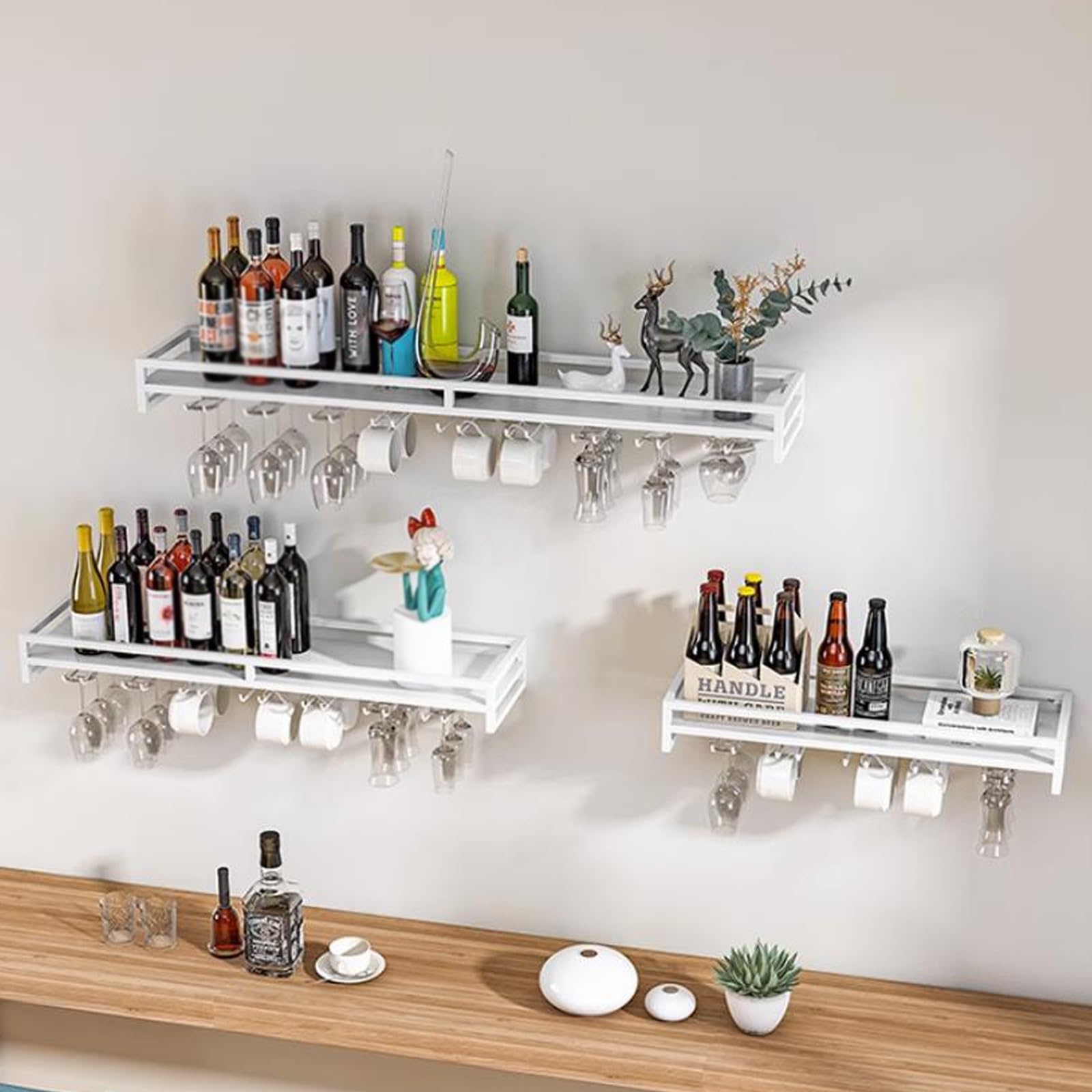 Portabottiglie Da Parete In Metallo Per 80 Bottiglie - Espositore Per Vino A Colonne, Salvaspazio Per Cantina, Bar E Cucina - Design Moderno Nero