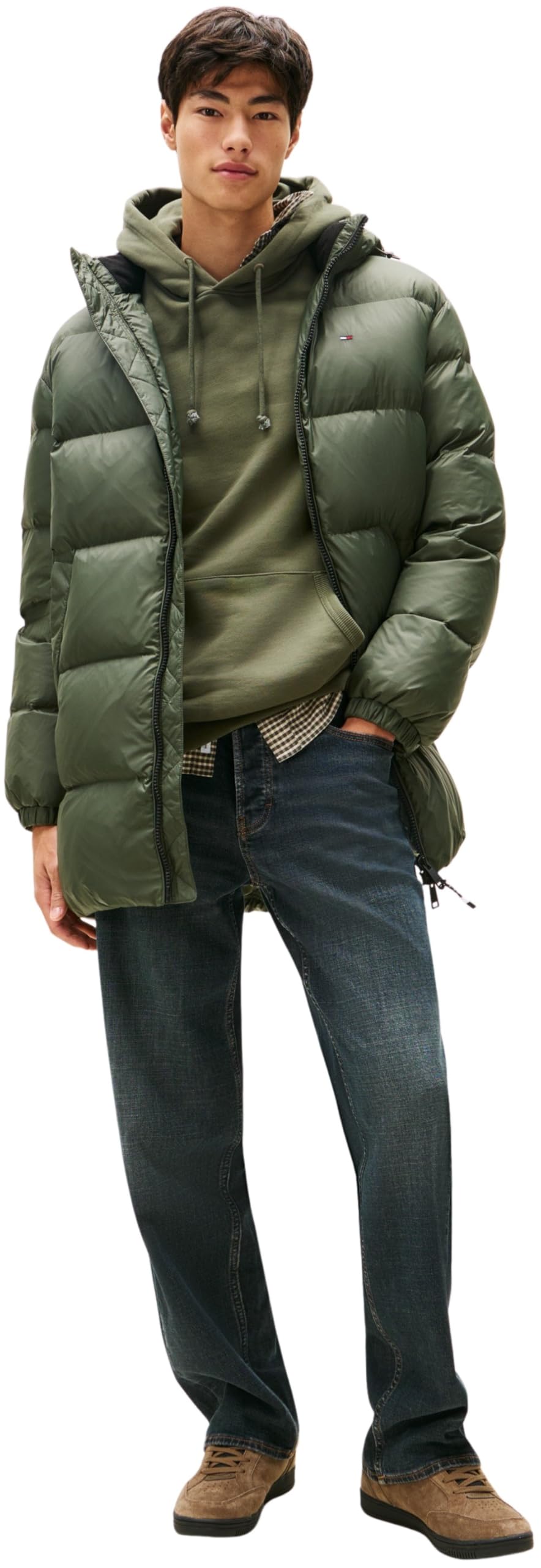 Tommy Jeans Men’s Essential Down Parka, Green (Pewter Green), XXL