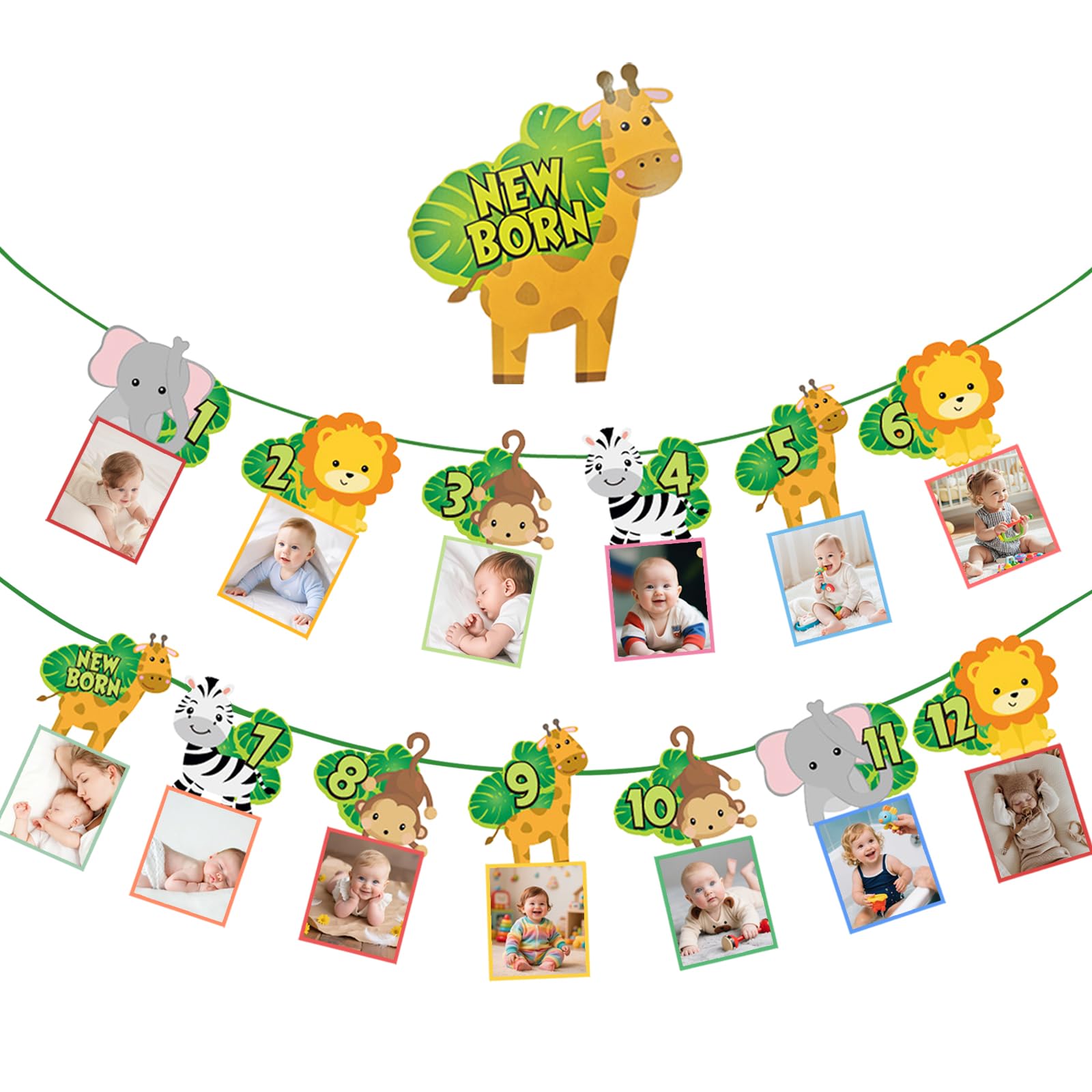 APKOL Fotogirlande 1. Geburtstag für 1 bis 12 Monate Baby erster geburtstag Tier Geburtstagsdeko Hängende Wanddekoration für Deutsch Kraftpapier Mädchen Jungen Party Deko Erster Kommunion(Tiere)