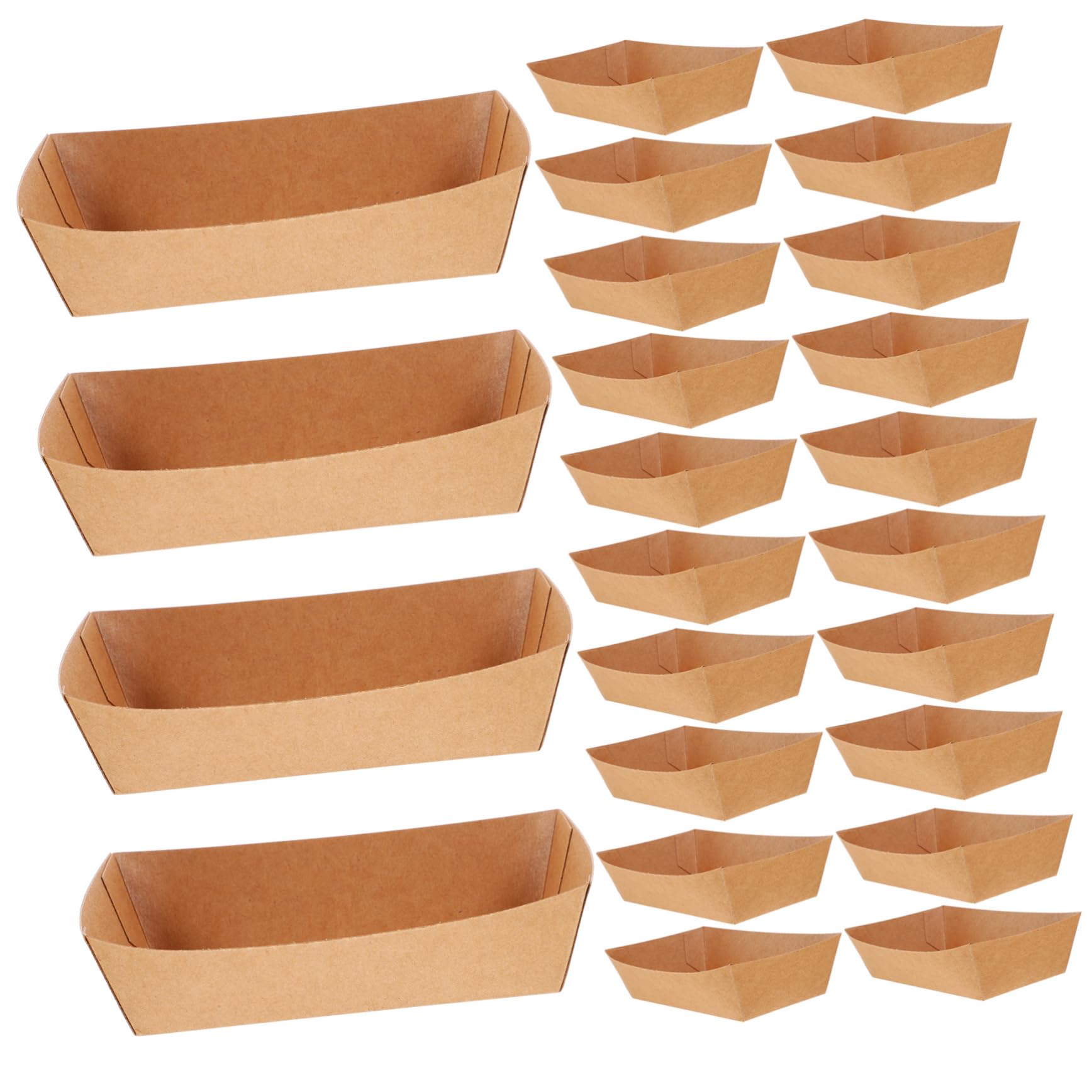 100Pcs Disposable Food Boats Kraft Sushi Platter Trays for Appetizers Snacks and Party Serving and Portable for Events
