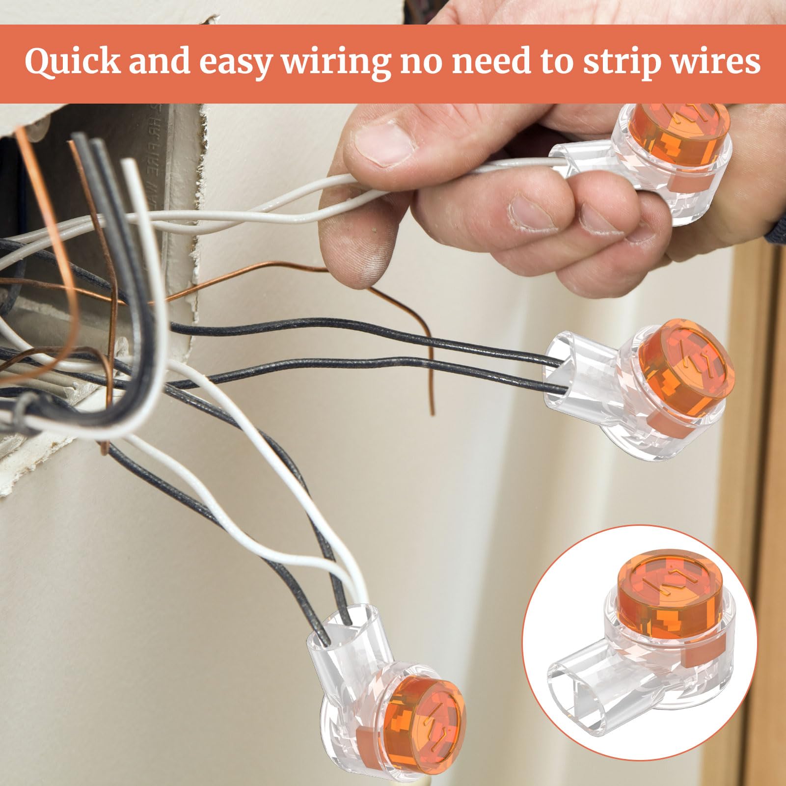 200 PCS K1 Gel Crimps,Waterproof 2 Way Jelly Crimps,Orange Clear Telephone Crimp Connectors,Antioxidant Telephone Cable Connectors for Network Cable Data Wire Joints - Image 4