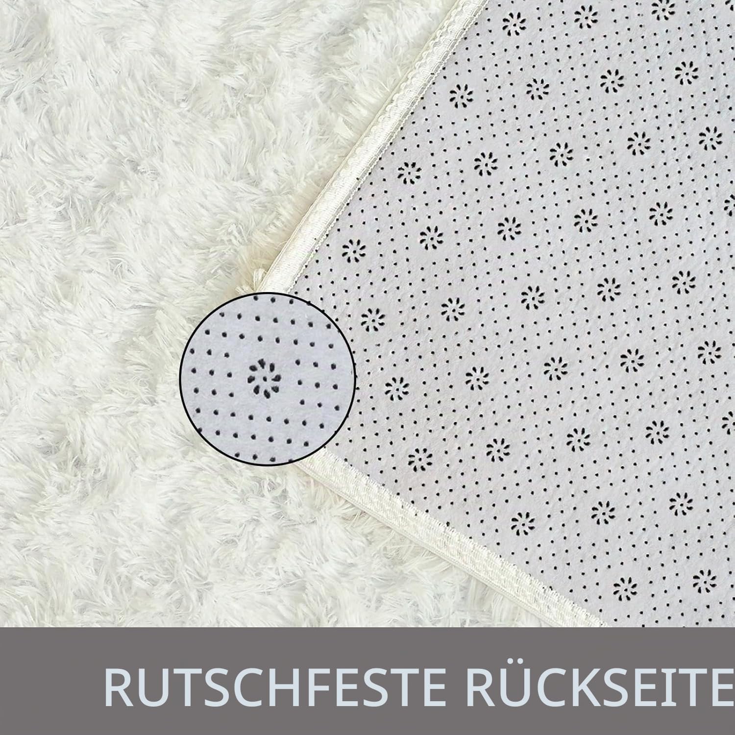 Creme Wohnzimmerteppich 120x160cm Waschbarer Flauschige Teppich | Hochflor 4-5 cm, Rutschfeste, Hochwertiger Schaumstoff, für Wohnzimmer, Kinderzimmer, Babyzimmer