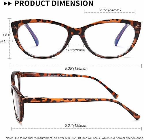 Miniatura 9 de EYEURL Paquete de 4 lentes de lectura de ojo de gato para mujer, lentes de lectura con bloqueo de luz azul, ligeras, bisagra de resorte, antifatiga