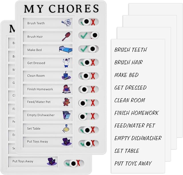 2 PCS Chore Chart Memo Boards, Portable Chore Checklist Board RV Checklist Detachable Message Board for Adults Kids, School Home Daily Affairs Reminder with 4 Replaceable Blank Paper (20 x 12 cm)