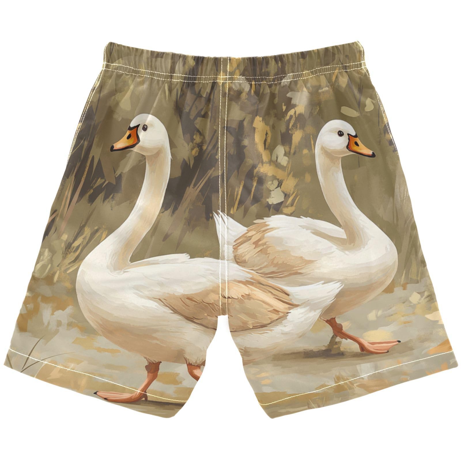 Jucciaco Boys Beach Board Shorts Camo Duck Goose Animal Swim Trunk Teen Swimwear