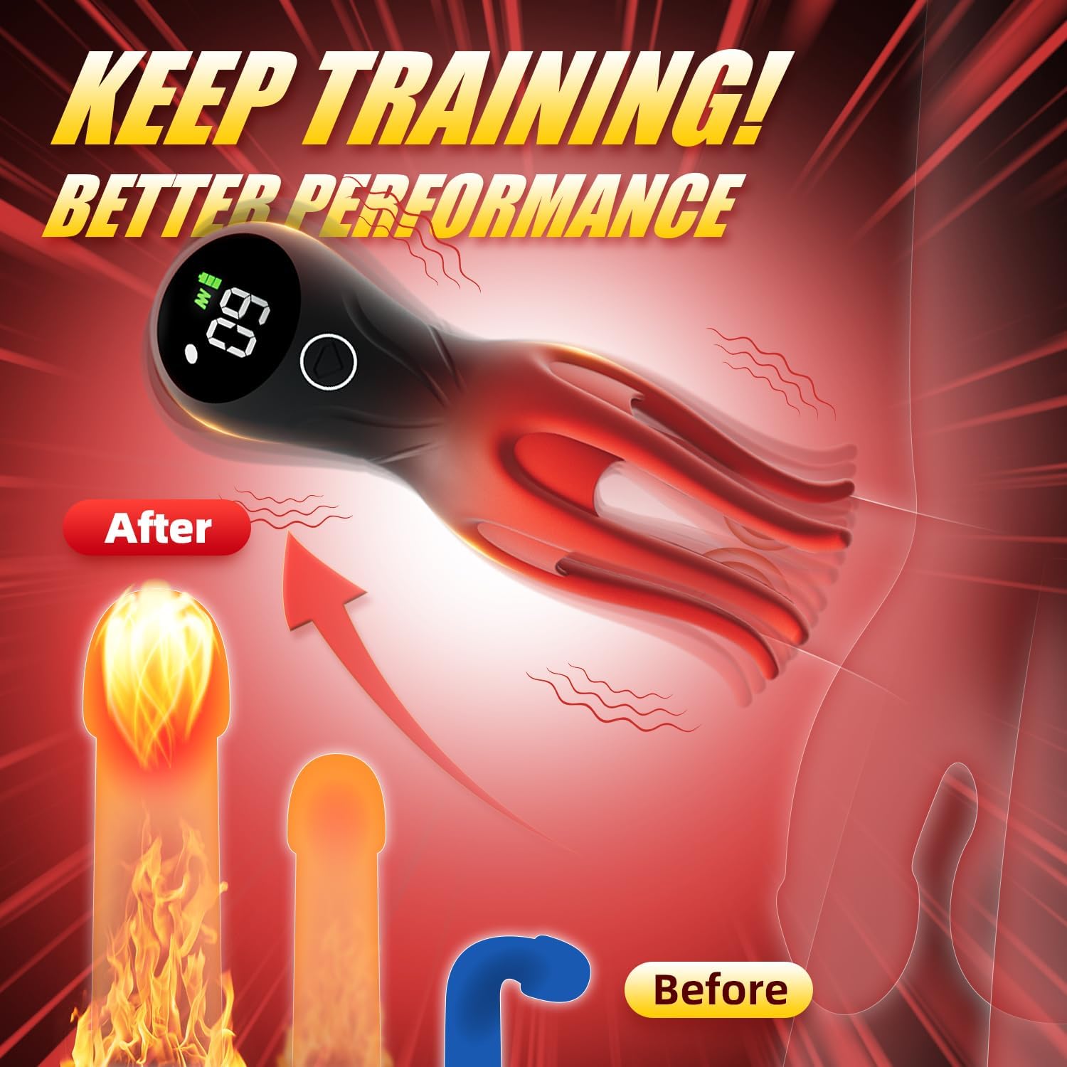 Male Vibrators Sex Toys for Men - LED Display Male Masturbator Couples Adult Sex Toy with 360° Fully Wrapped Octopus Tentacles & 12 Vibrations, Mens Penis Vibrator Trainer Stroker Prolong Endurance