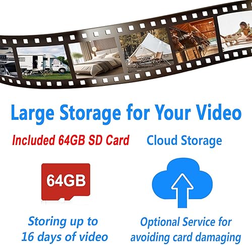 Miniatura 9 de Cámara de seguridad giratoria 2K 247 con visión nocturna, detección de movimiento, incluye tarjeta SD de 64 GB y respaldo en la nube, funciona con