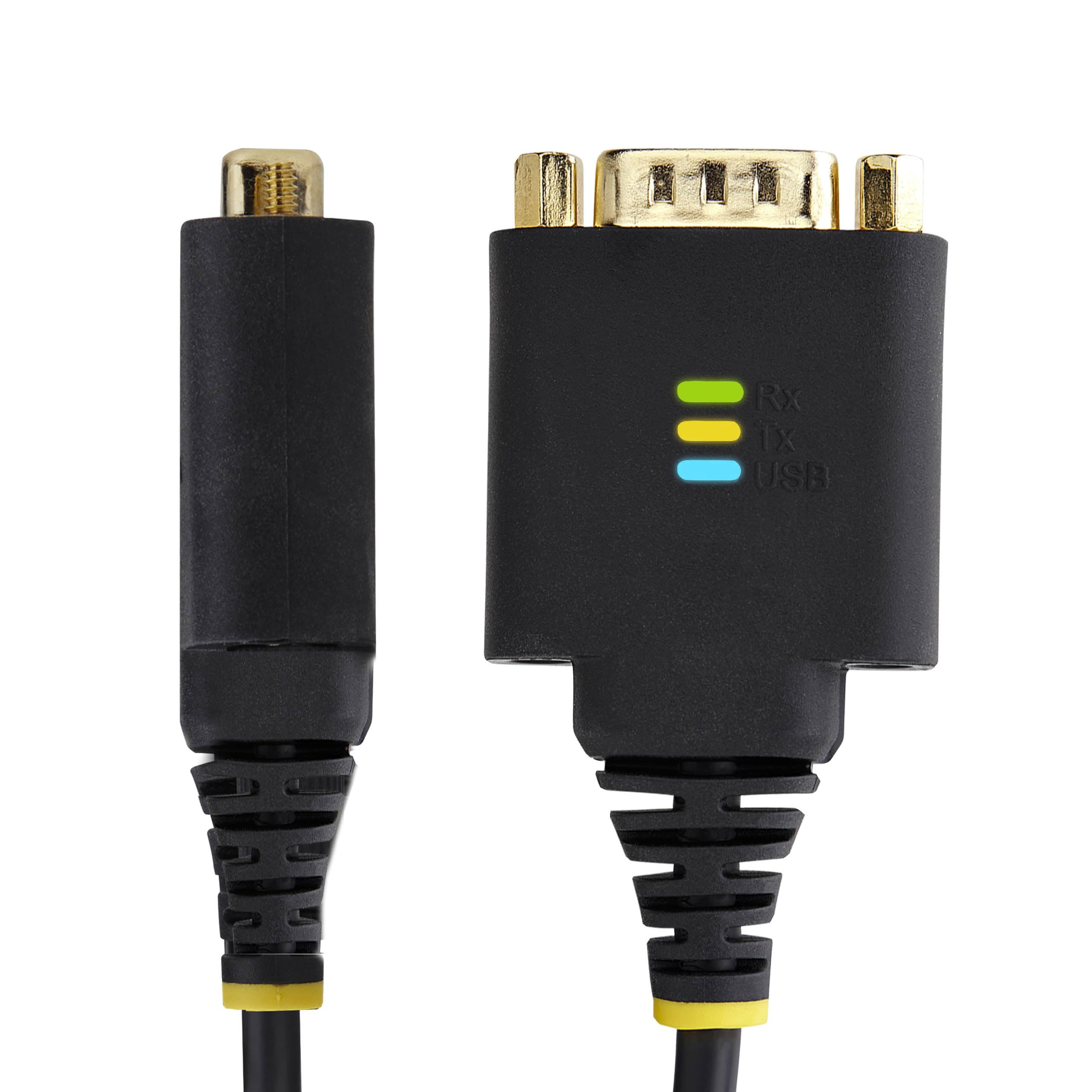 StarTech 30cm USB Seriell Kabel, USB-A auf DB9, FTDI (1P1FFC-USB-SERIAL) | RS232, COM Retention, LED, wechselbare DB9 Schrauben und Muttern, 921, 6 Kbps, ESD-Schutz