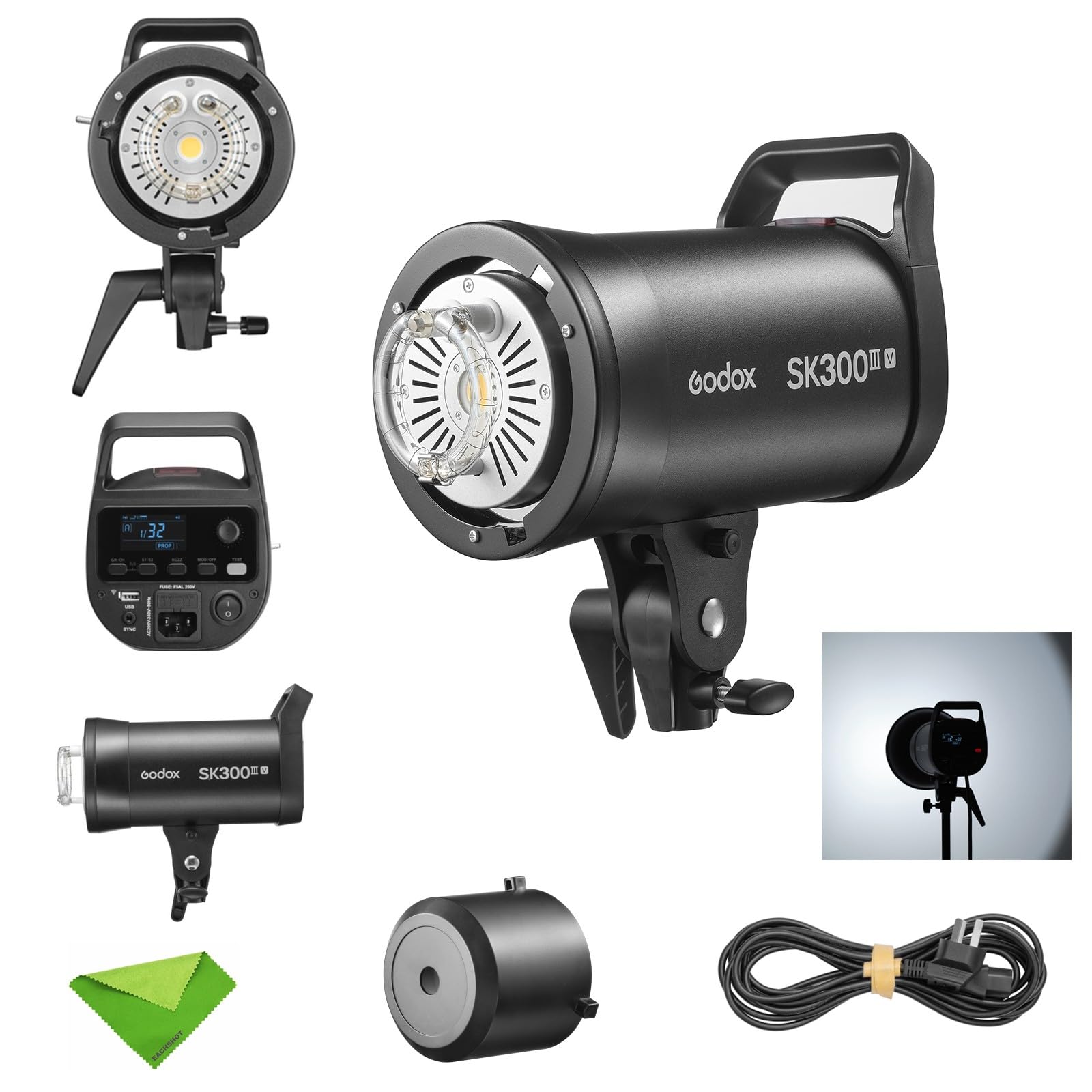 Godox SK300III-V SK300IIIV 300Ws Photo Studio Strobe Flash Monolight Light, GN58, 10W LED…