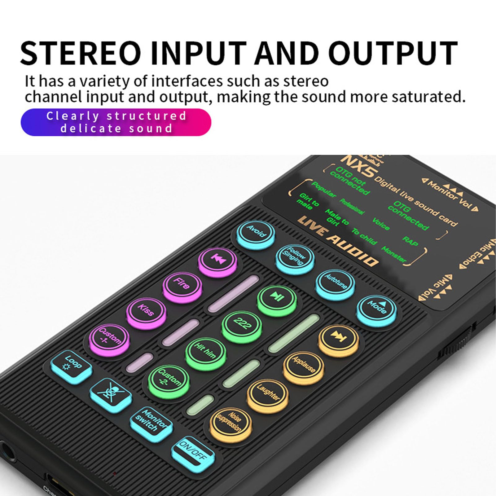 Stimmenverzerrer, Bluetooth-Stimmenverzerrer mit 8 Soundeffekten, 6 Hallmodi, RGB-Licht, inklusive Mikrofon-Kopfhörer, für Streaming, Gaming