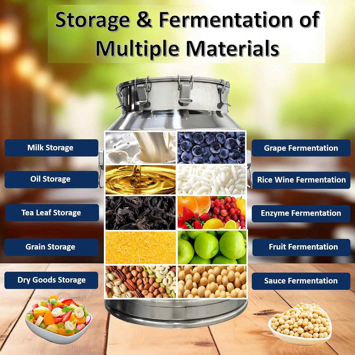 64L Stainless Steel Fermenter Tank with Faucet & Exhaust Valve 304 Food-Grade Fermentation & Storage Container for Wine, Beer, Sauerkraut
