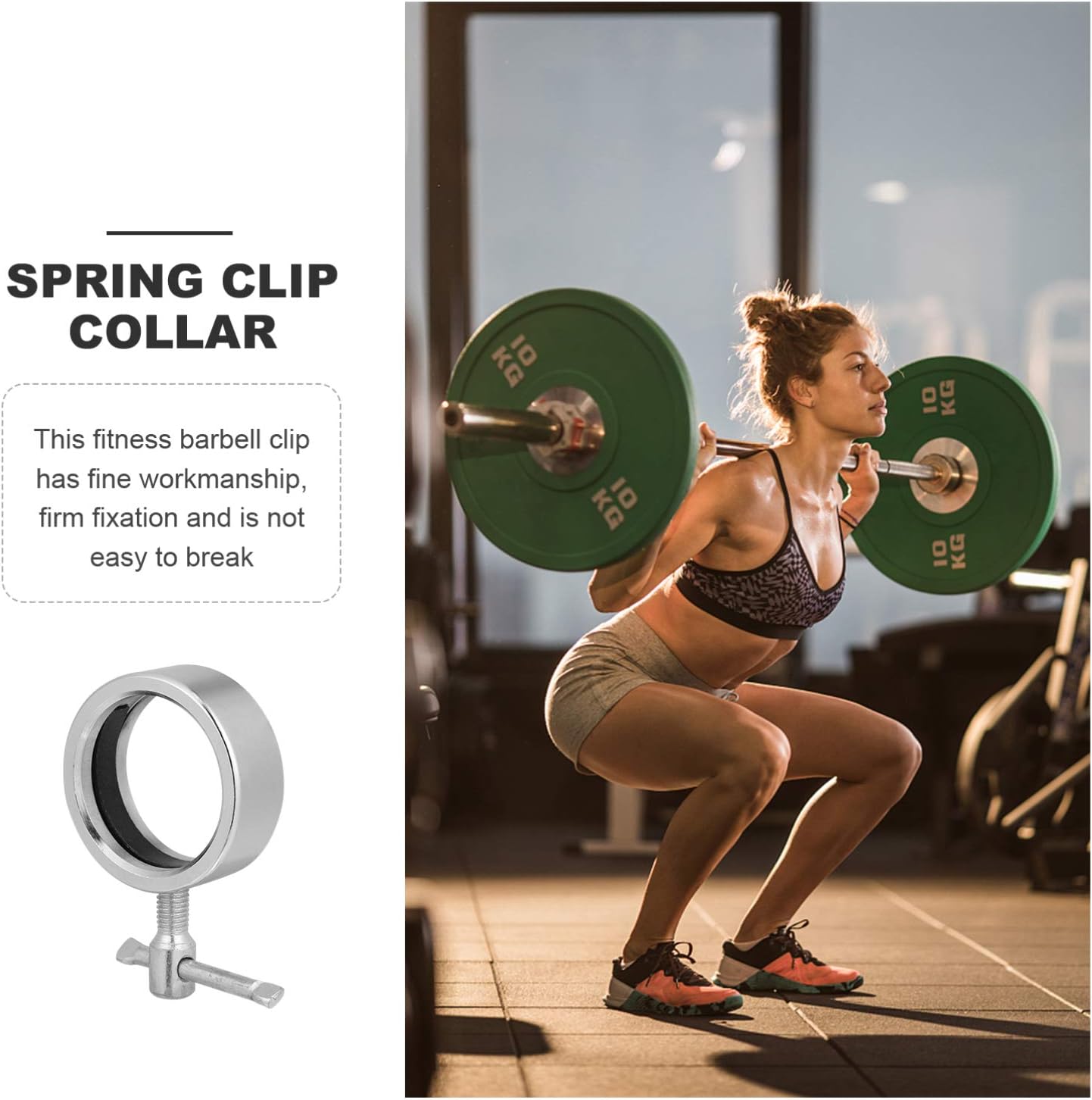 Barbell Collars Heavy Duty Exercise Clip for Weightlifting Spring Locking Design for Cross Fitness Training Easy to Install and Carry