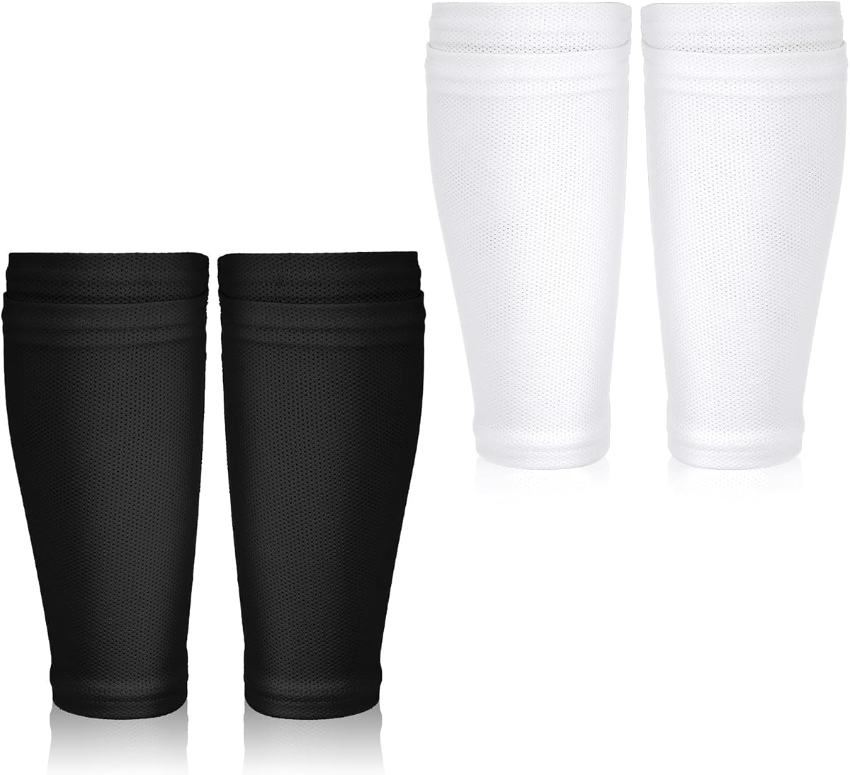 2 Pairs Shin Guard Sleeves, Soccer Shin Guard Covers Soft Soccer Sock Sleeves Shins Pads Socks Breathable Shins Pads Holders for Man Woman Adults Beginners Sport Football Black & White L