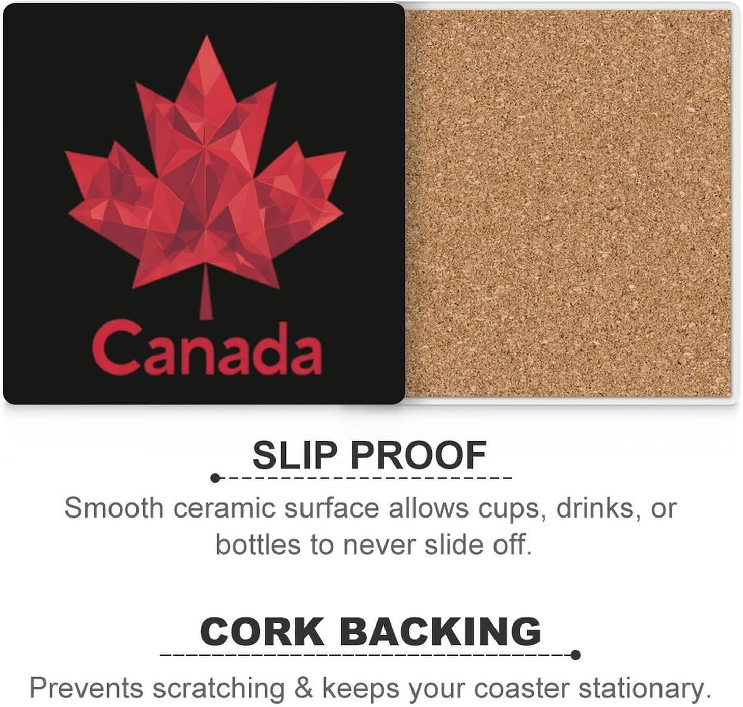 Canada Flag Funny Ceramic Coasters for Drink Absorbent Cup Holders Tabletop Protection