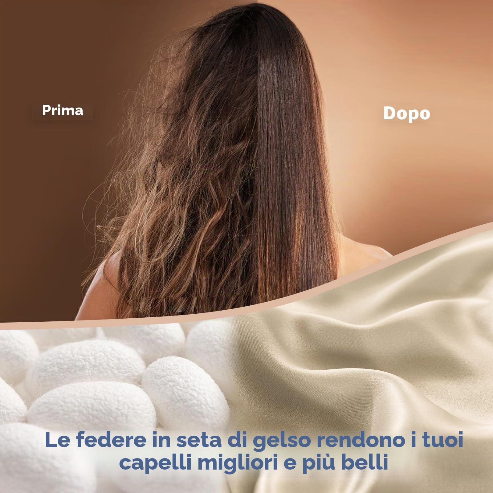 Federa 100% seta, per capelli e pelle, federa in seta di gelso su entrambi i lati 21 Momme 600 fili morbidi e traspiranti （Albicocca, 51x76cm, 1 pezzo）