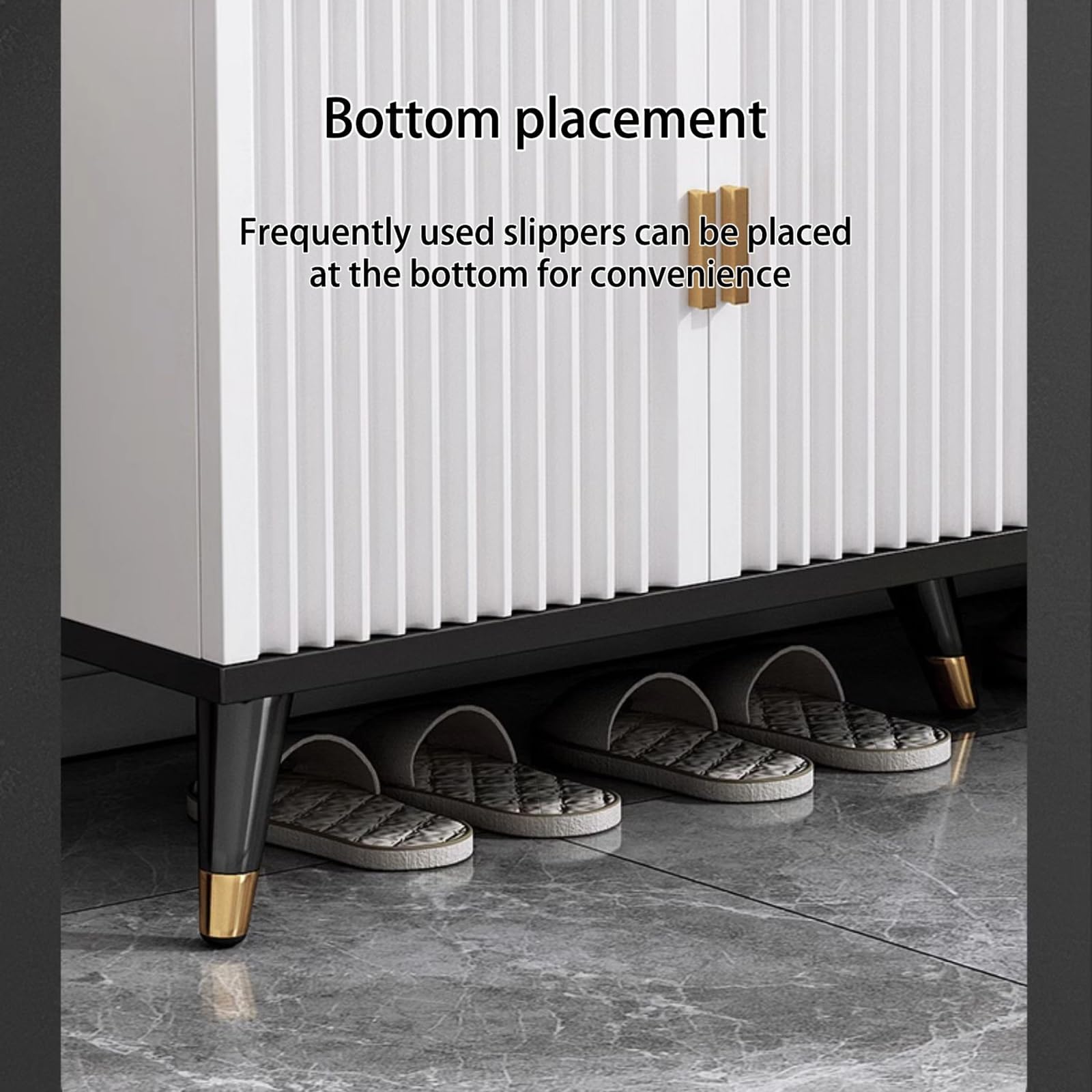 Elegancki nowoczesny regał na buty z ukrytym schowkiem, wąska szafka wejściowa na wysokie obcasy, stylowy organizer do przedpokoju (90 x 50 x 30 cm, biały)