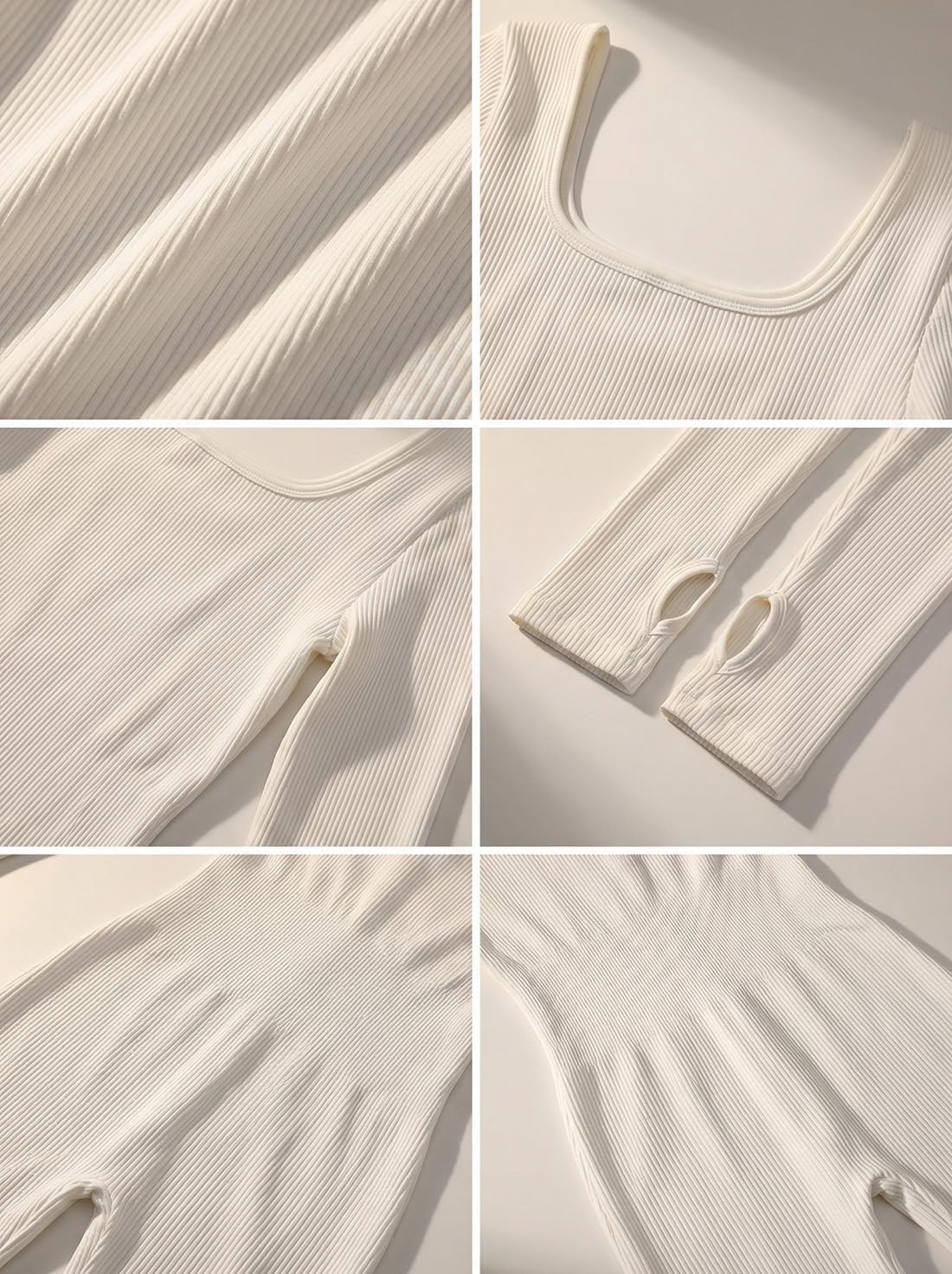 niyokki One Piece Workout Jumpsuits for Women, Long Sleeve Workout Bodysuit, Bodycon Seamless Yoga Ribbed Active Romper - Image 5