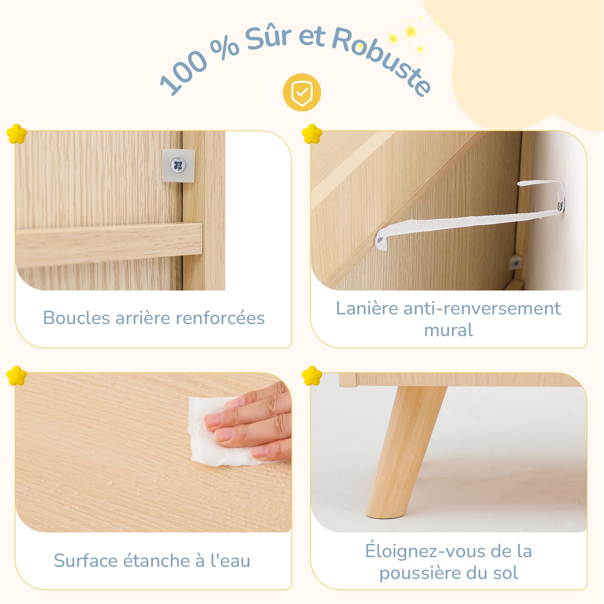 LUE BONA Bibliothèque Enfant,Coffre à Jouets pour Enfants,Rangement Jouet Enfant avec 3 Compartiments et 3 Cubes Ouverts,Bibliothèque Meuble de Rangement,36 × 61 × 71 cm,Teinte de Bois Brut