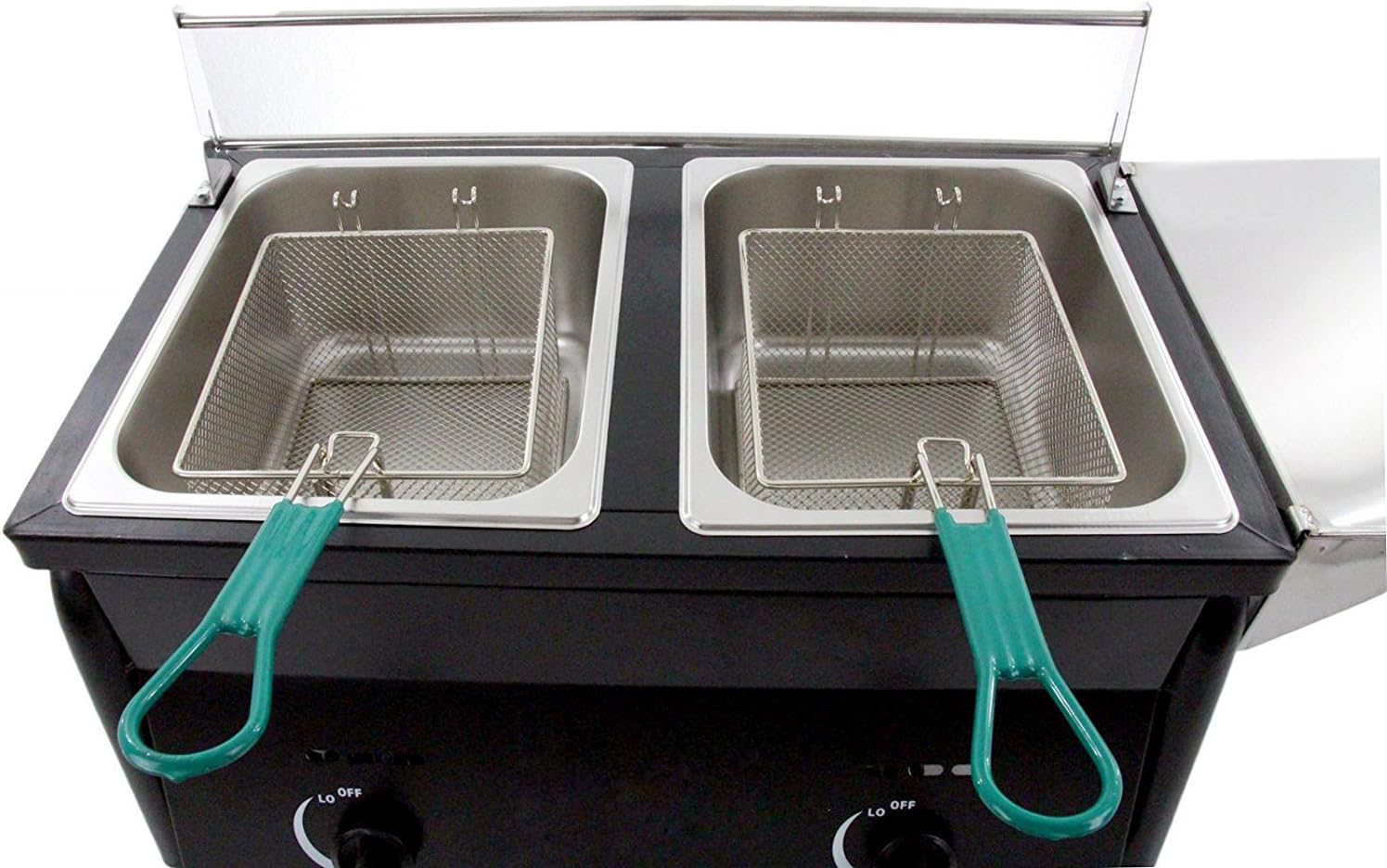 Hunslow Outdoor Deep Fryer Two Tank Portable works with Propane Gas Tanks + 2 Baskets & Stainless Steel Oil Tank