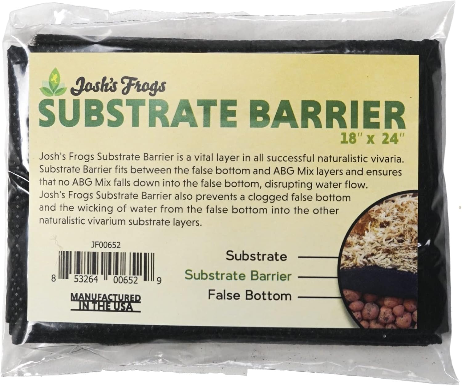 Josh's Frogs Terrarium Substrate Barrier 24"x18" - Prevents Clogs in Bioactive Vivariums for Dart Frogs & Tropical Pets