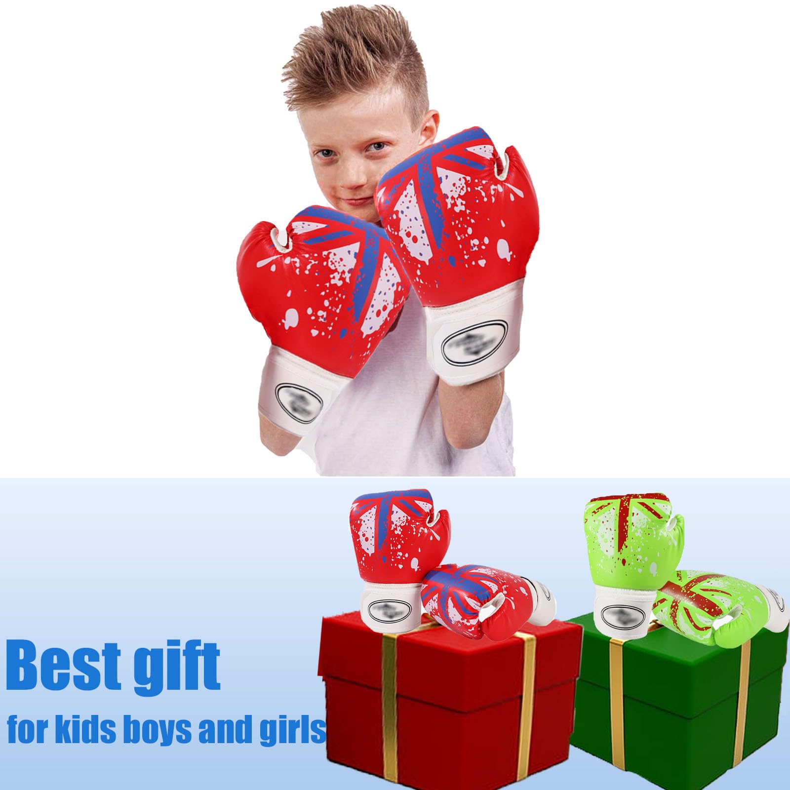 Gants De Boxe Enfants Rouge – 22x15cm, En Cuir Synthétique, Mousse Amortissante, Réglables, Pour 3-12 Ans, Parfaits Pour MMA, Muay Thai, Sac De Frappe