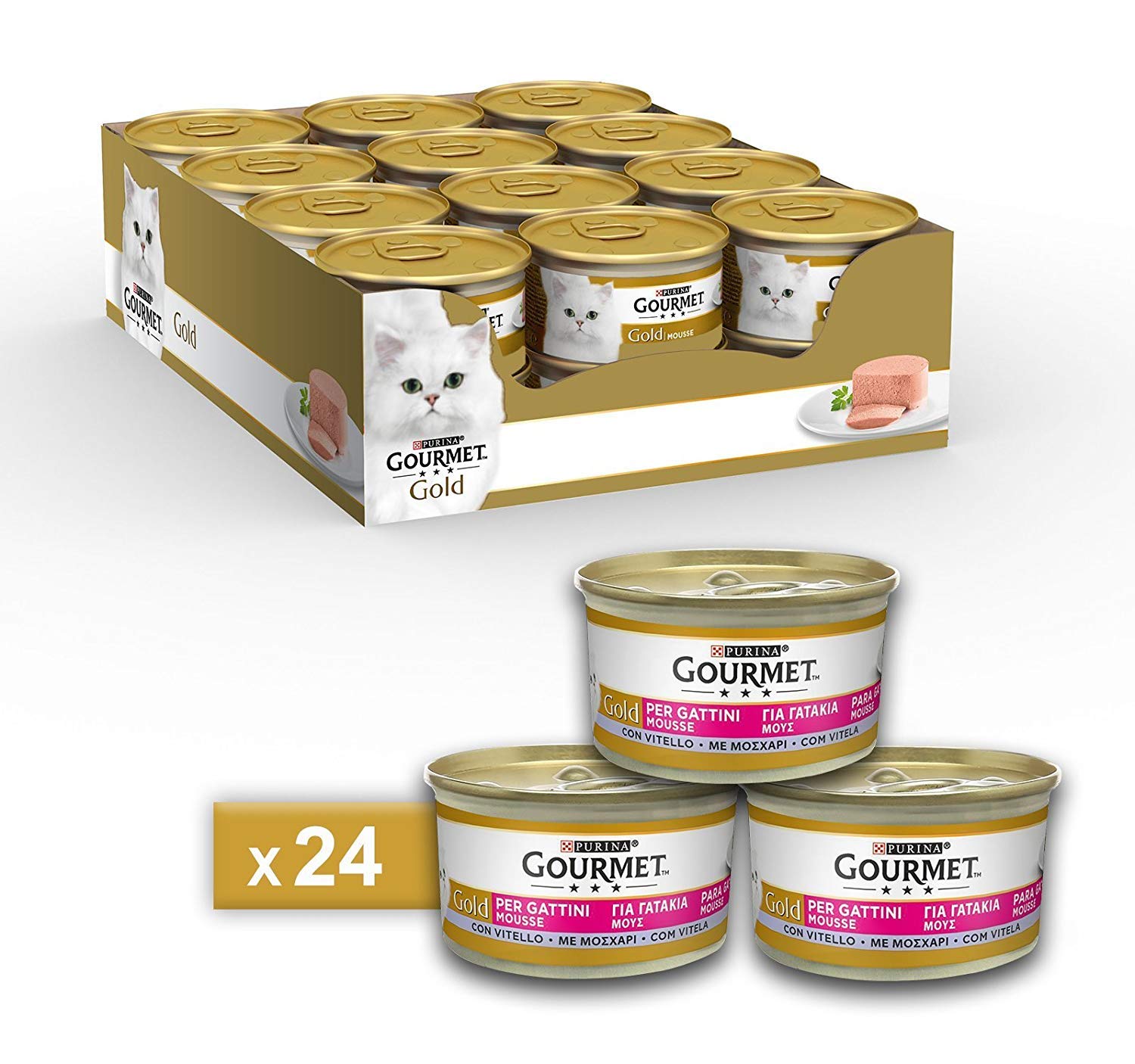 Gourmet Gold Purina Umido Gatto Dadini in Salsa e Mousse, 3 Gusti Diversi: 72 lattine da 85 g