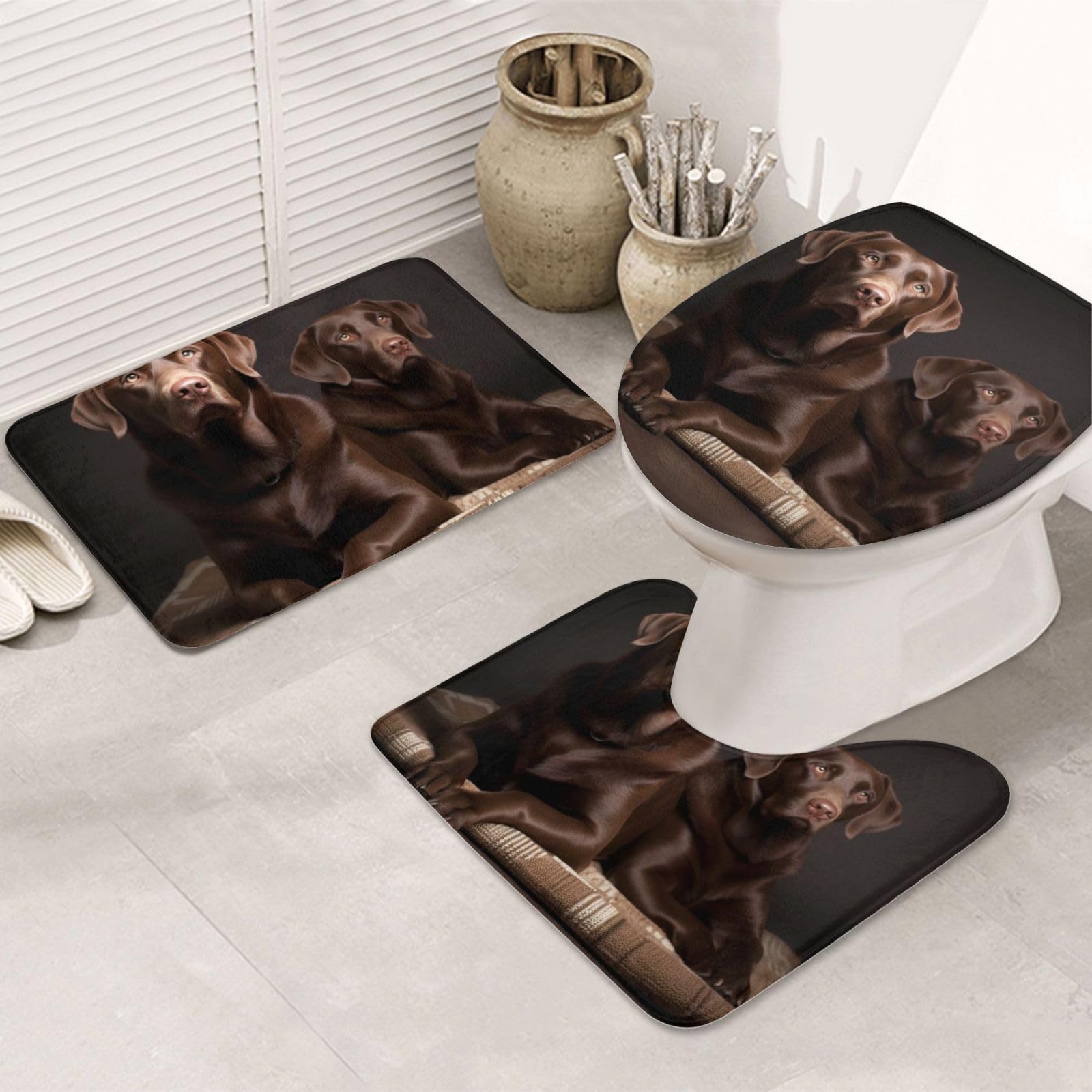 Tapis de bain antidérapants Labrador marron contre les glissades en salle de bain